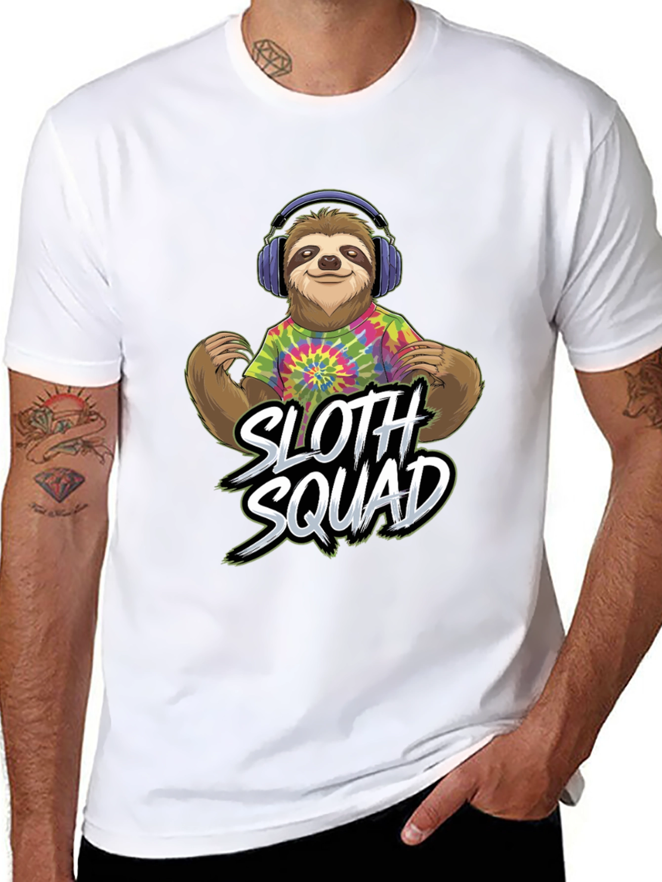 Sloth Squad Graphic Tee - Funny Animal Music Lover