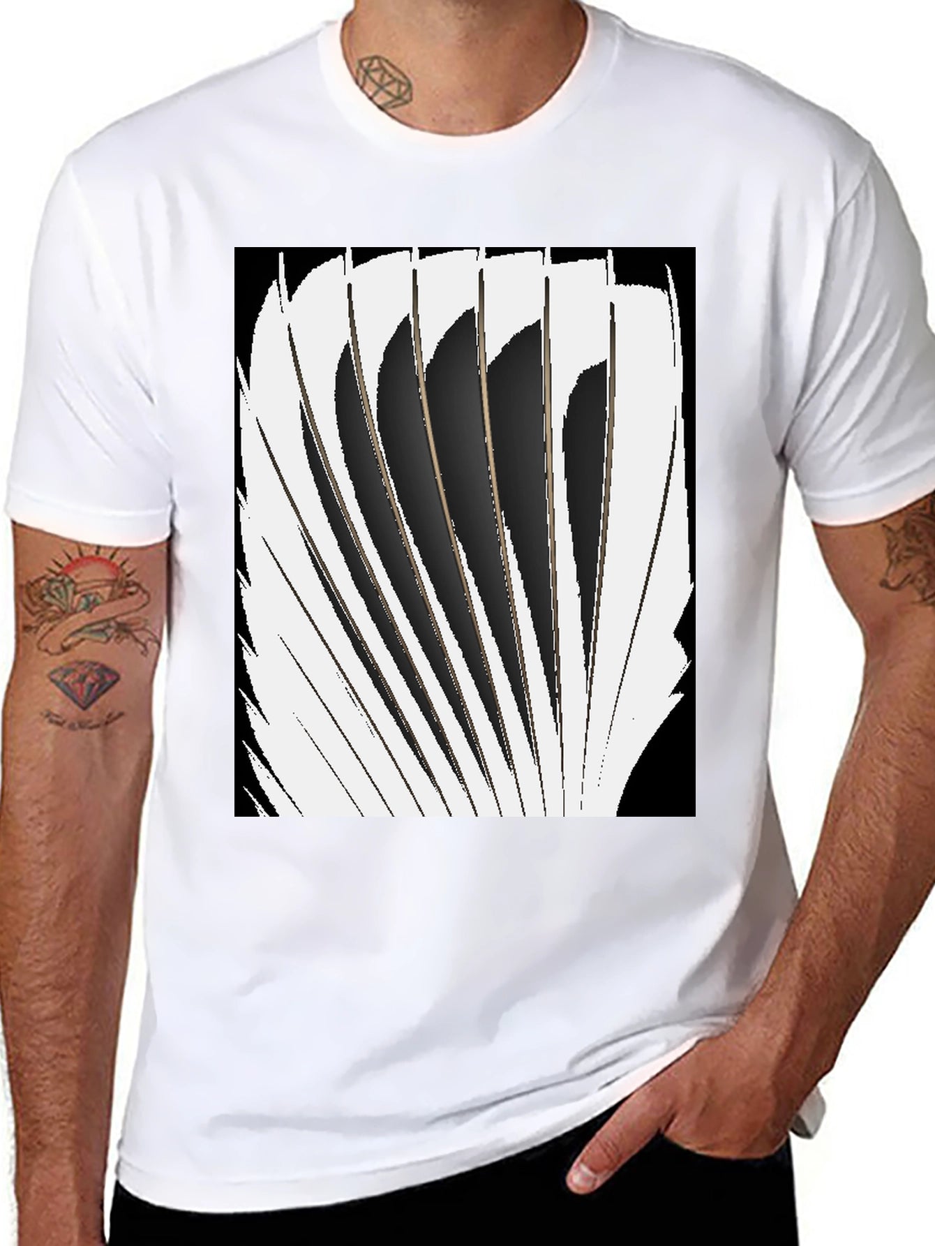 Abstract Blade Design Black T-Shirt