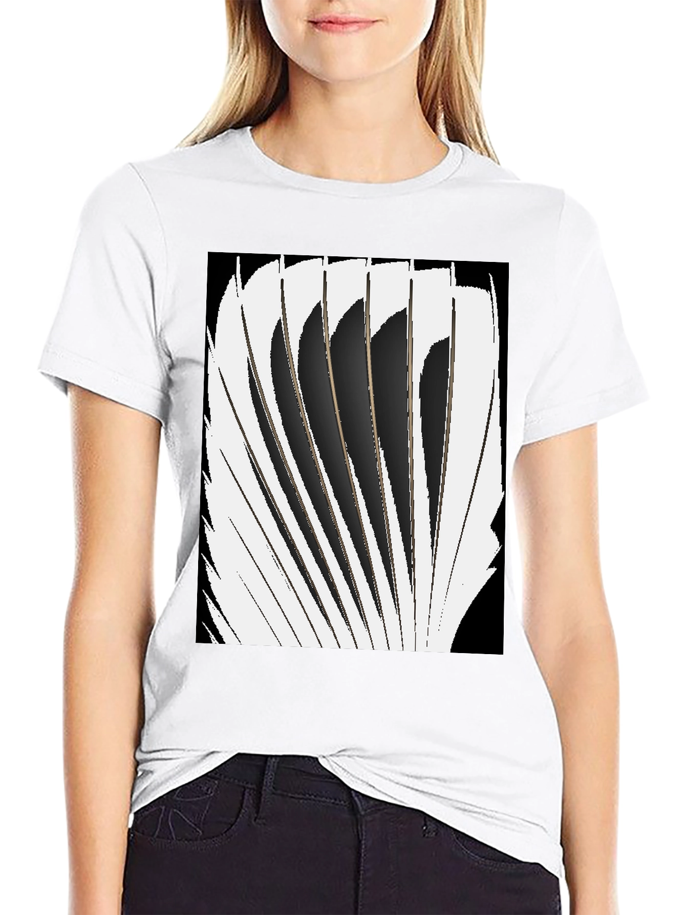 Abstract Blade Design Black T-Shirt