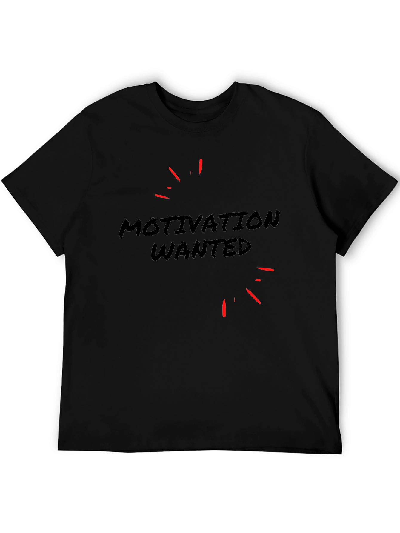 Motivation Wanted Graphic Tee - Black Casual T-Shirt