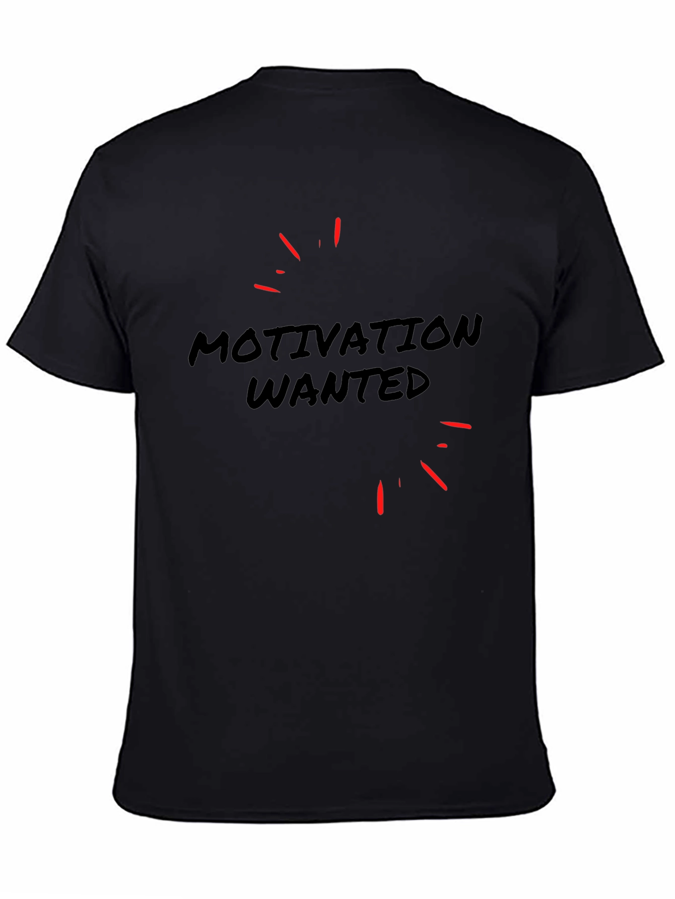 Motivation Wanted Graphic Tee - Black Casual T-Shirt