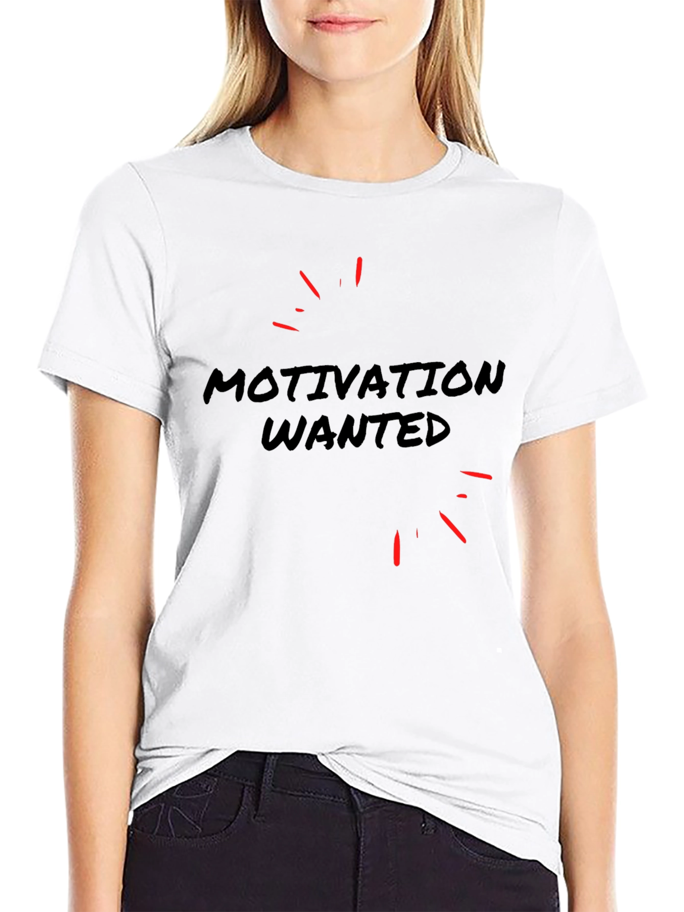 Motivation Wanted Graphic Tee - Black Casual T-Shirt