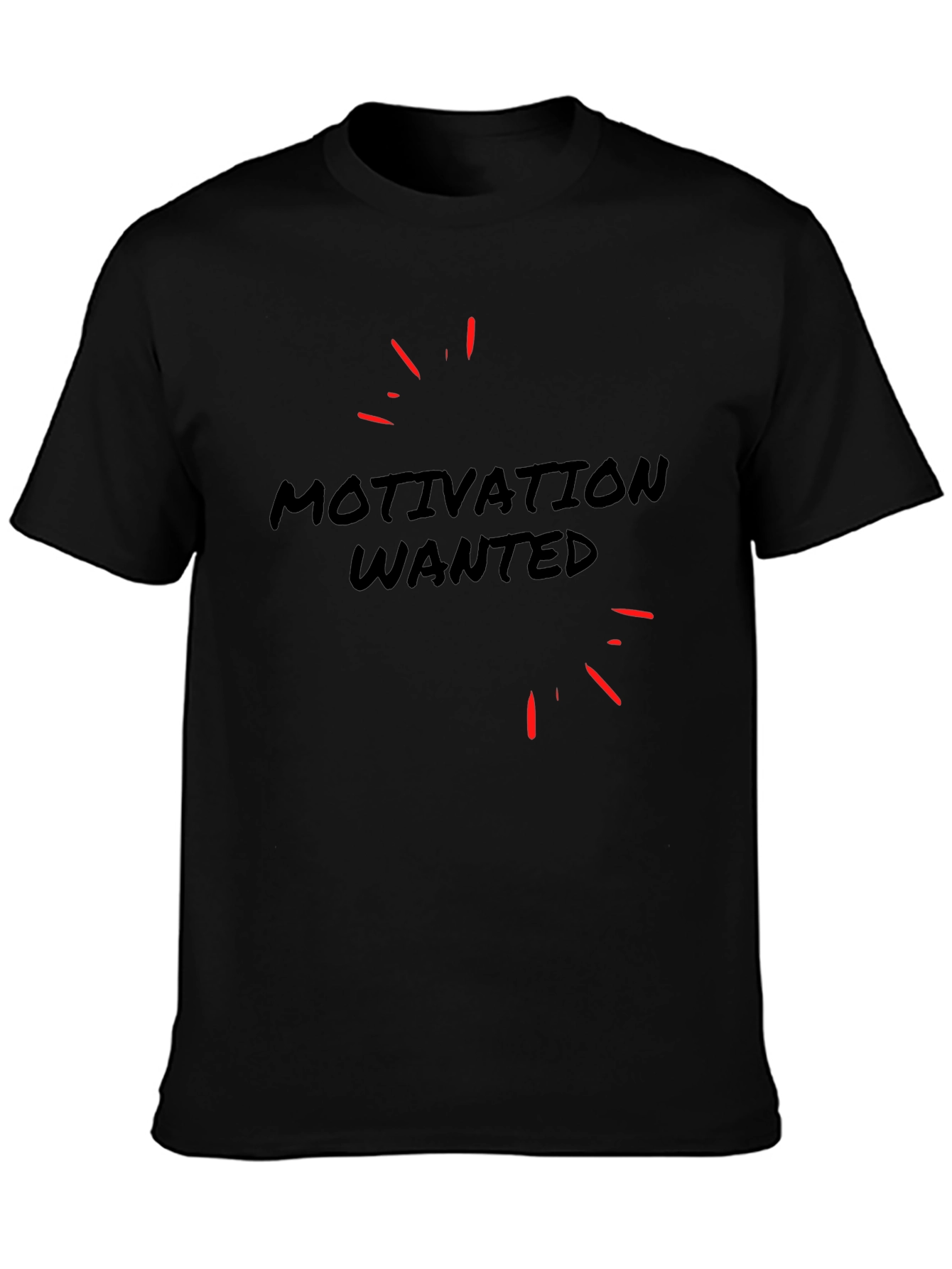 Motivation Wanted Graphic Tee - Black Casual T-Shirt