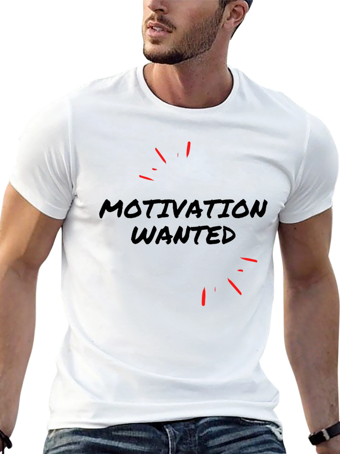 Motivation Wanted Graphic Tee - Black Casual T-Shirt