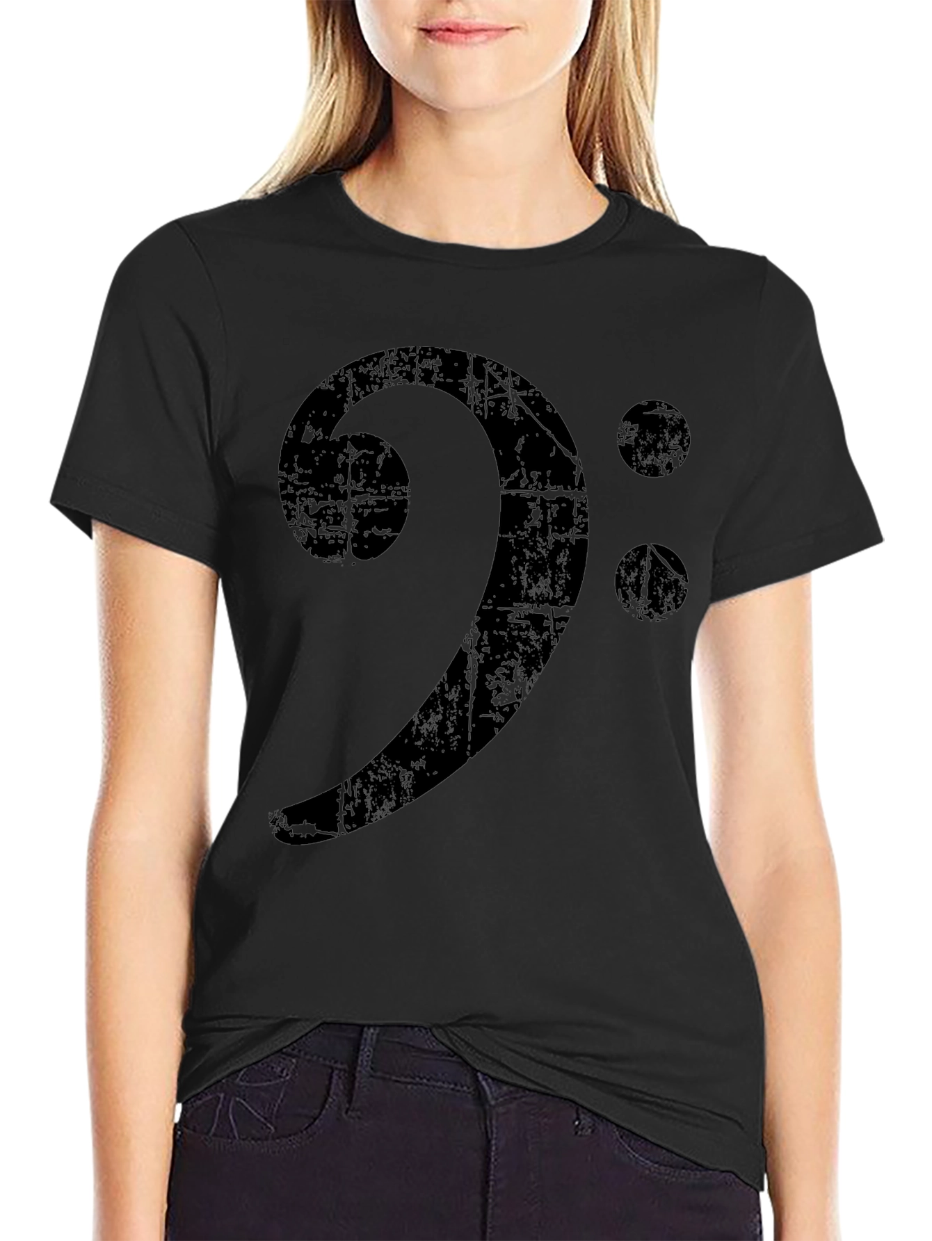 Bass Clef Distressed Graphic T-Shirt