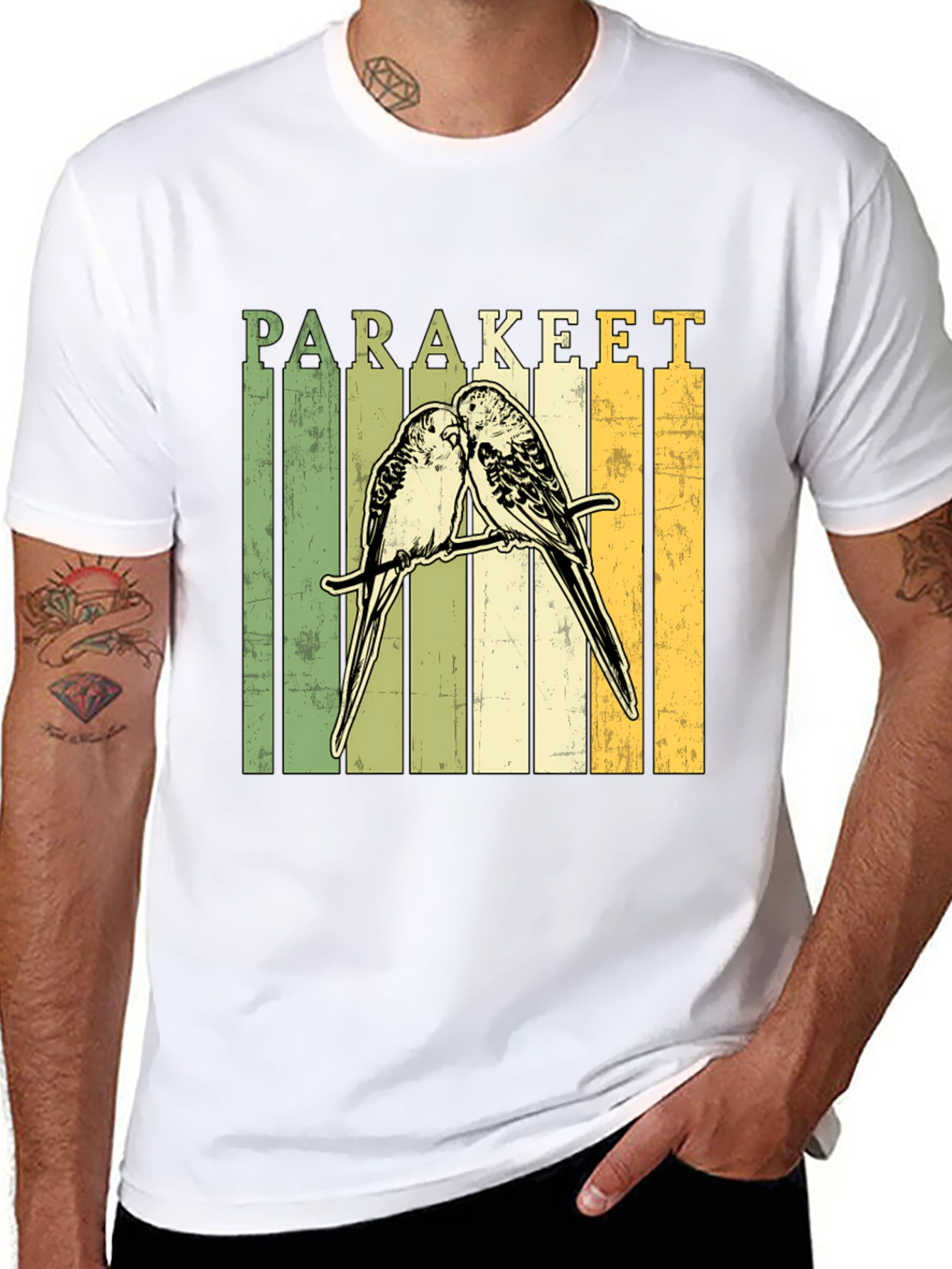 Retro Parakeet Graphic T-Shirt Bird Lover Tee