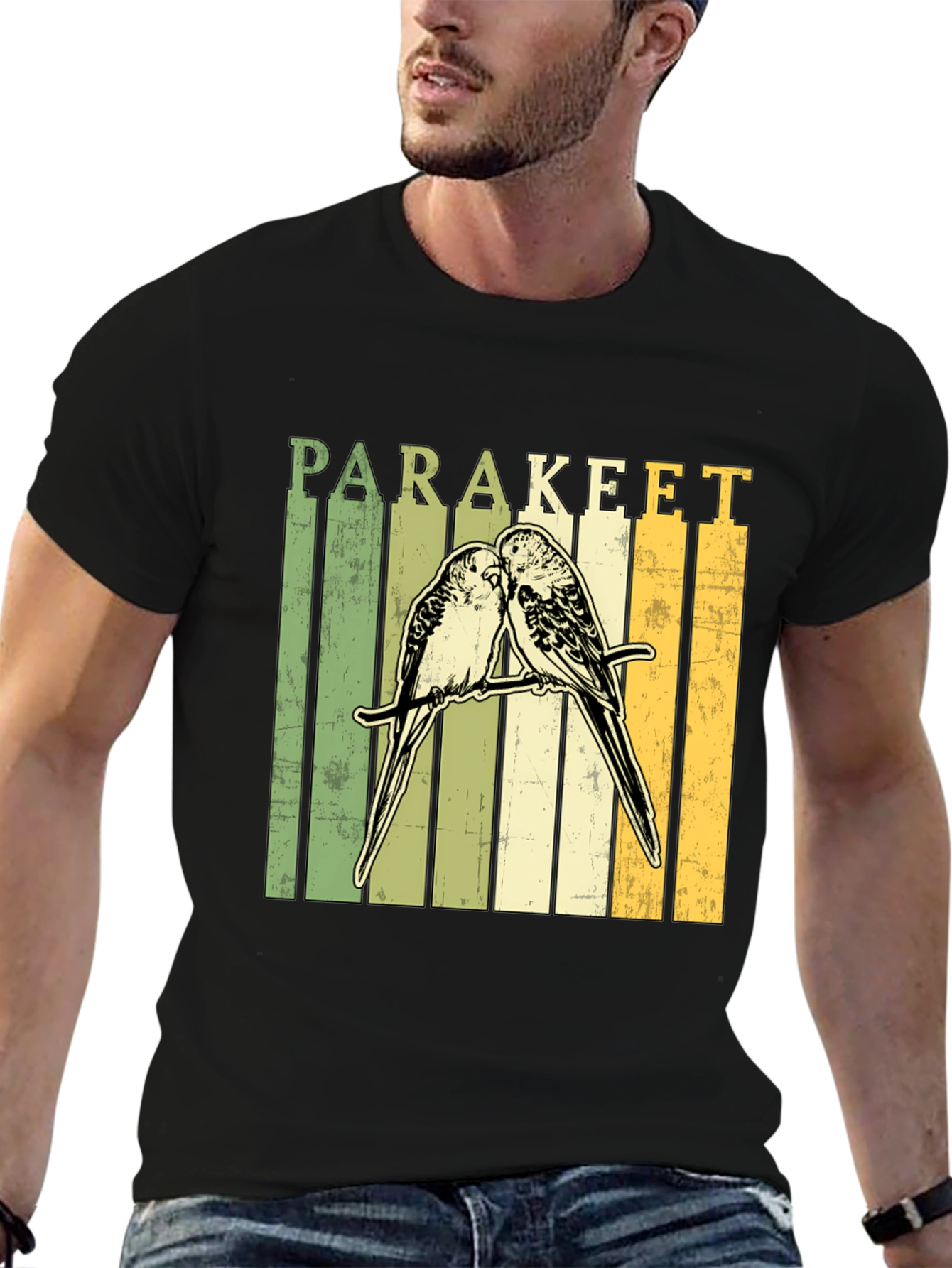 Retro Parakeet Graphic T-Shirt Bird Lover Tee