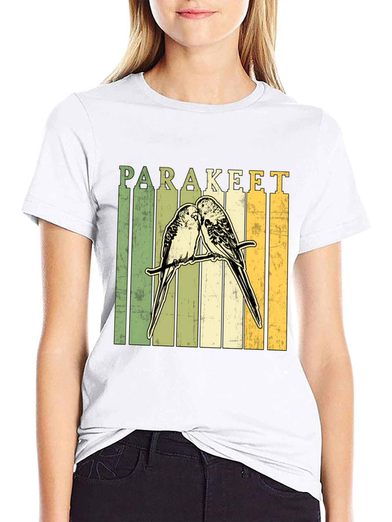 Retro Parakeet Graphic T-Shirt Bird Lover Tee