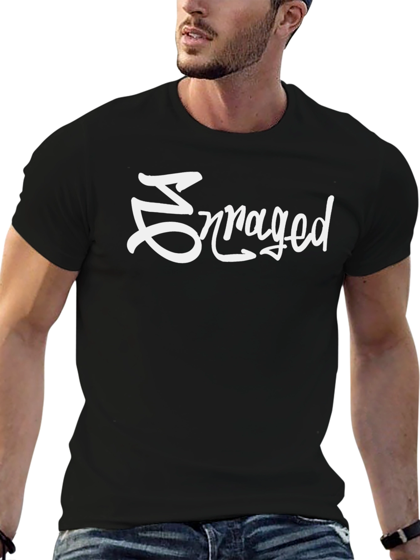Engraged Black Graphic Tee - Casual Comfort