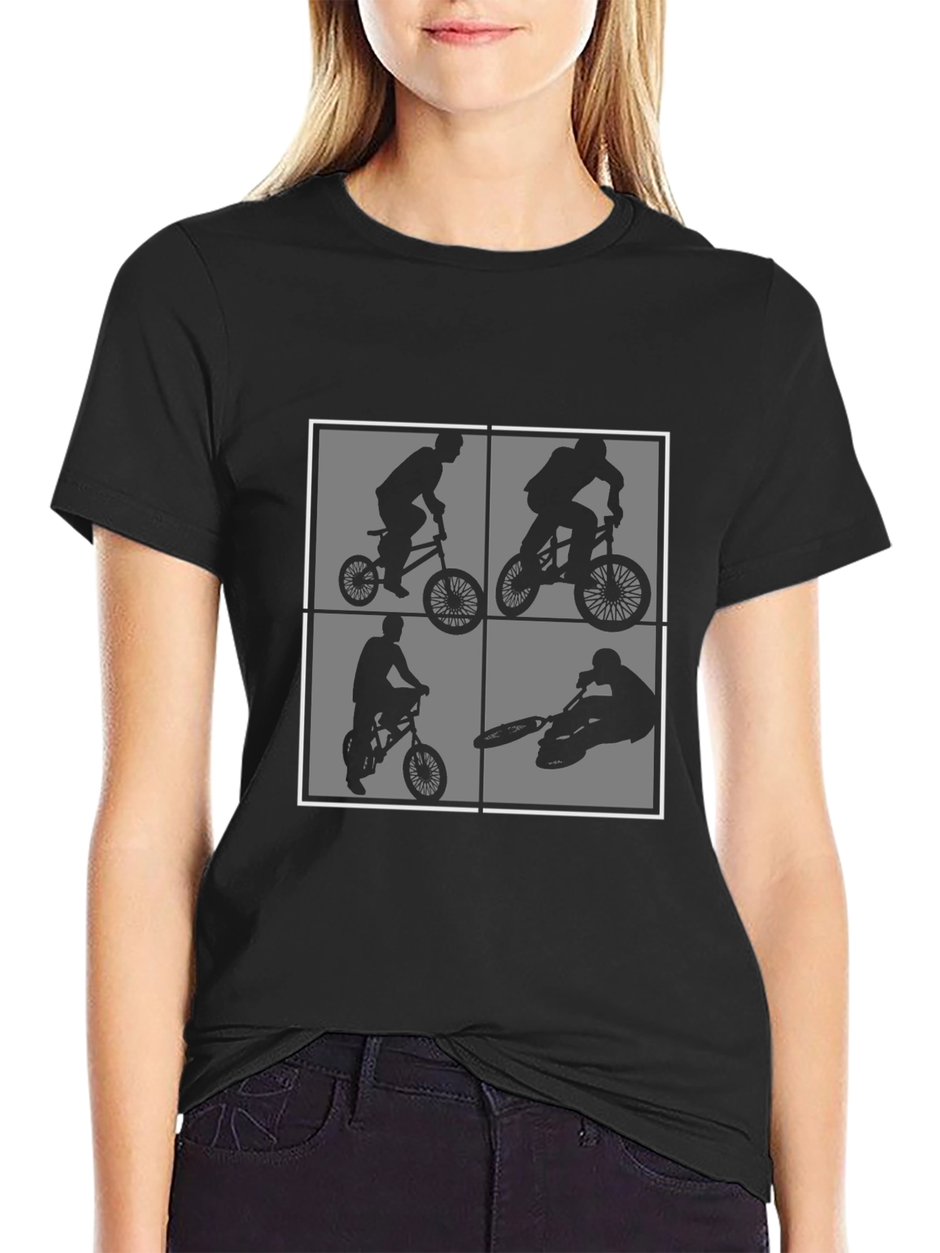 BMX Rider Graphic Print Black T-Shirt