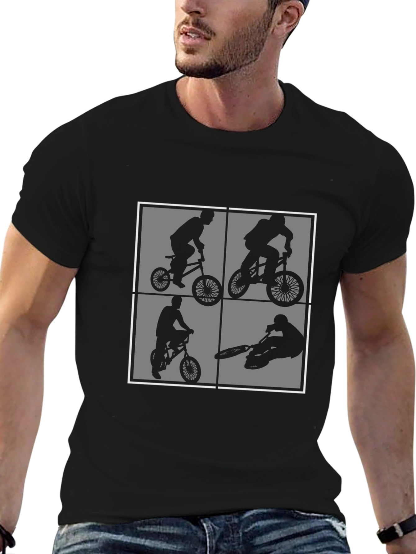 BMX Rider Graphic Print Black T-Shirt