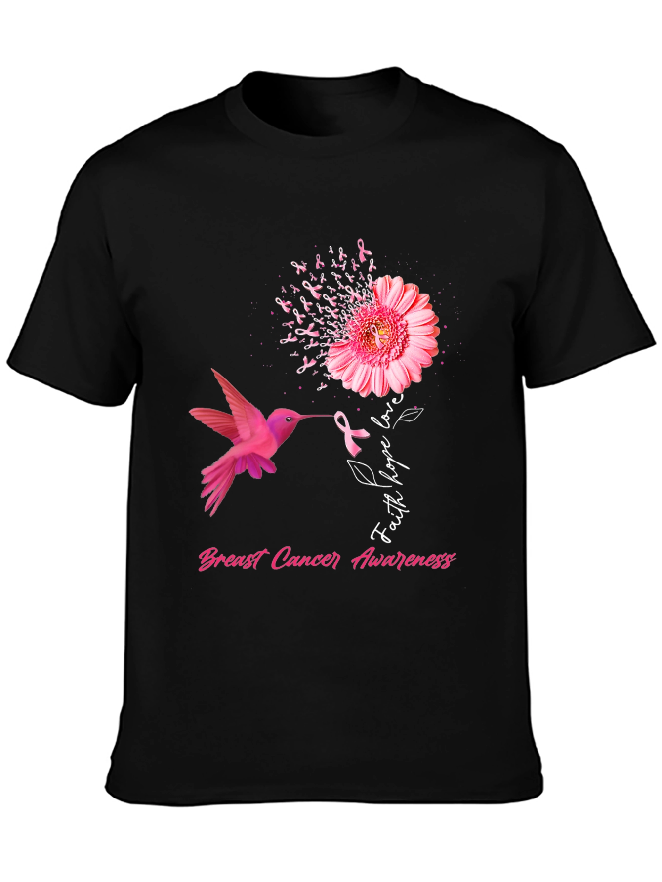 Breast Cancer Awareness Pink Ribbon Hummingbird T-Shirt