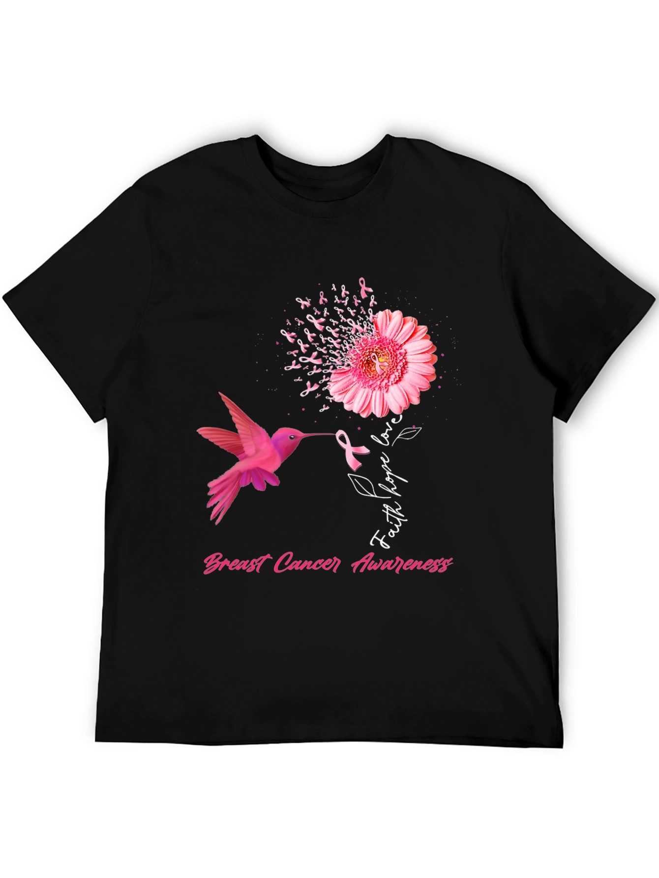 Breast Cancer Awareness Pink Ribbon Hummingbird T-Shirt