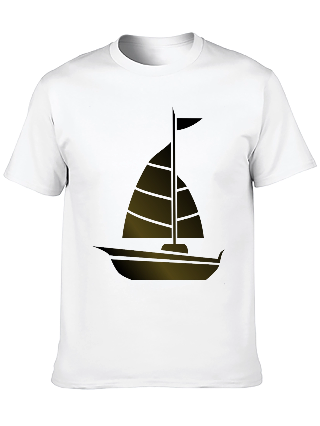 Sailing Boat Graphic Tee - Black Casual T-Shirt
