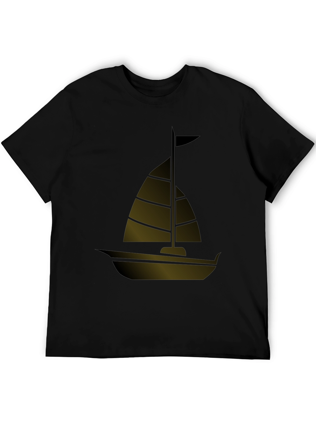 Sailing Boat Graphic Tee - Black Casual T-Shirt