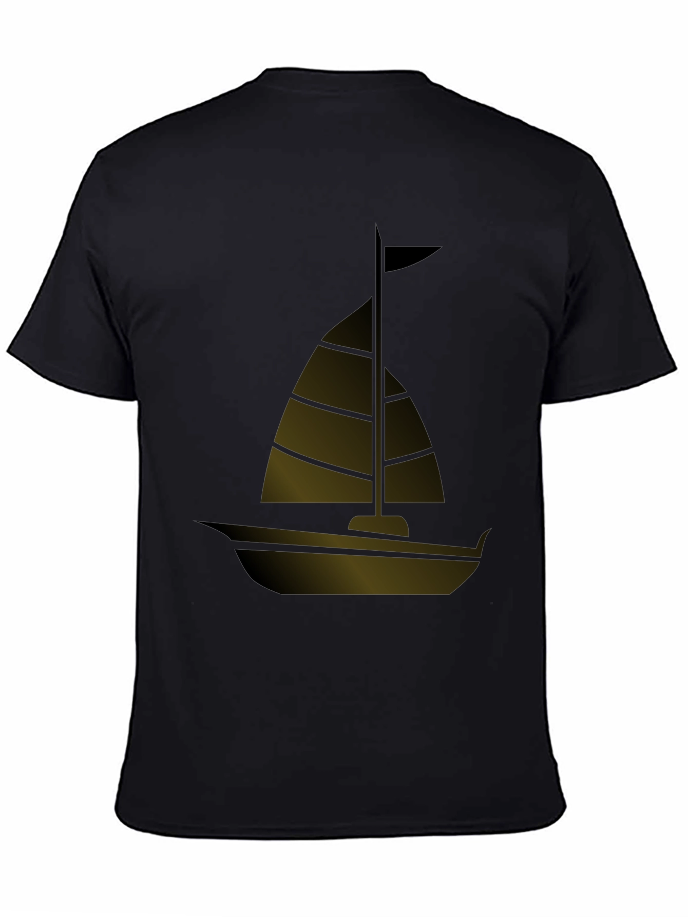 Sailing Boat Graphic Tee - Black Casual T-Shirt