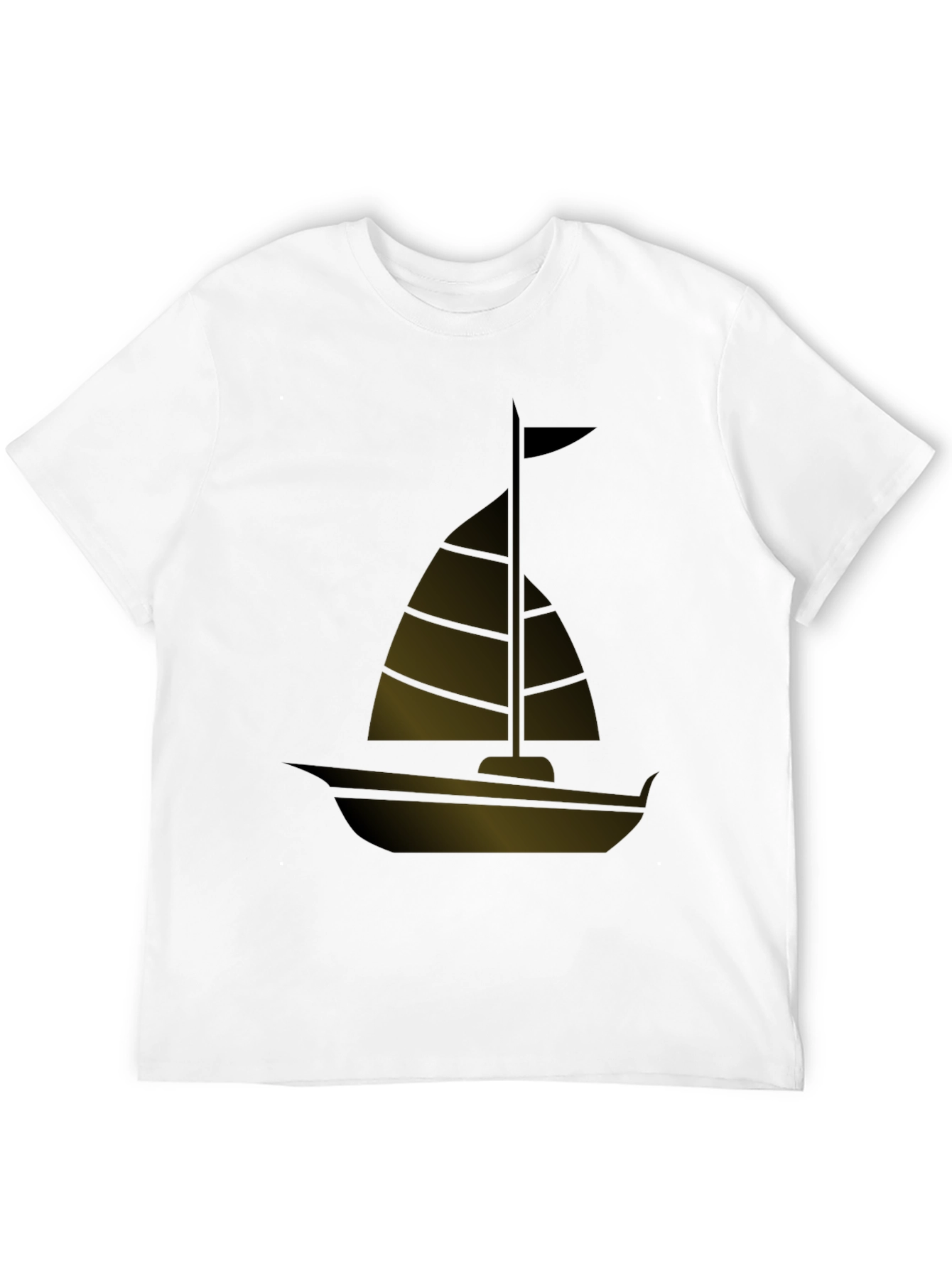 Sailing Boat Graphic Tee - Black Casual T-Shirt