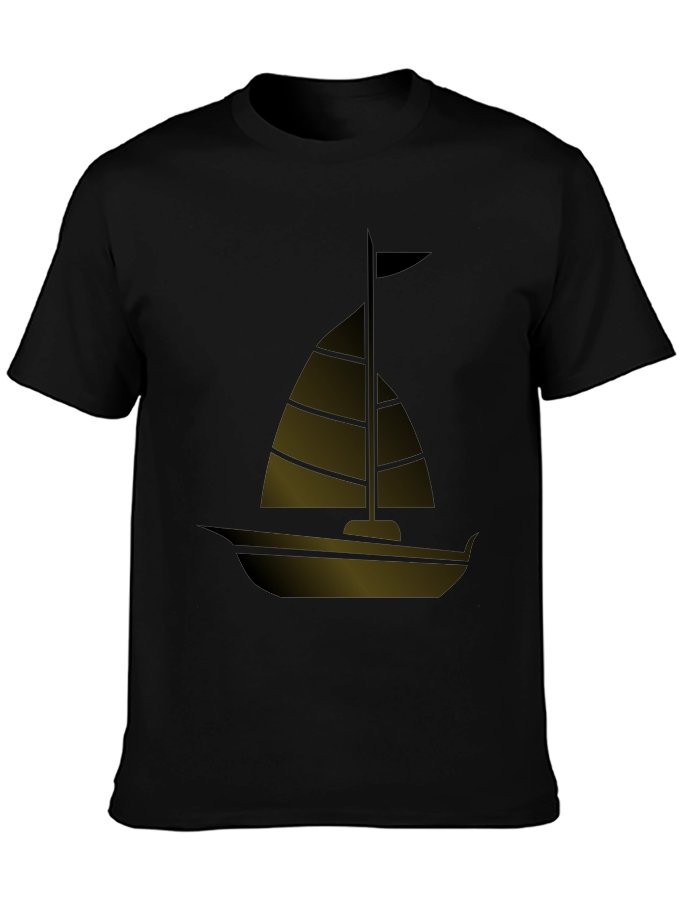 Sailing Boat Graphic Tee - Black Casual T-Shirt