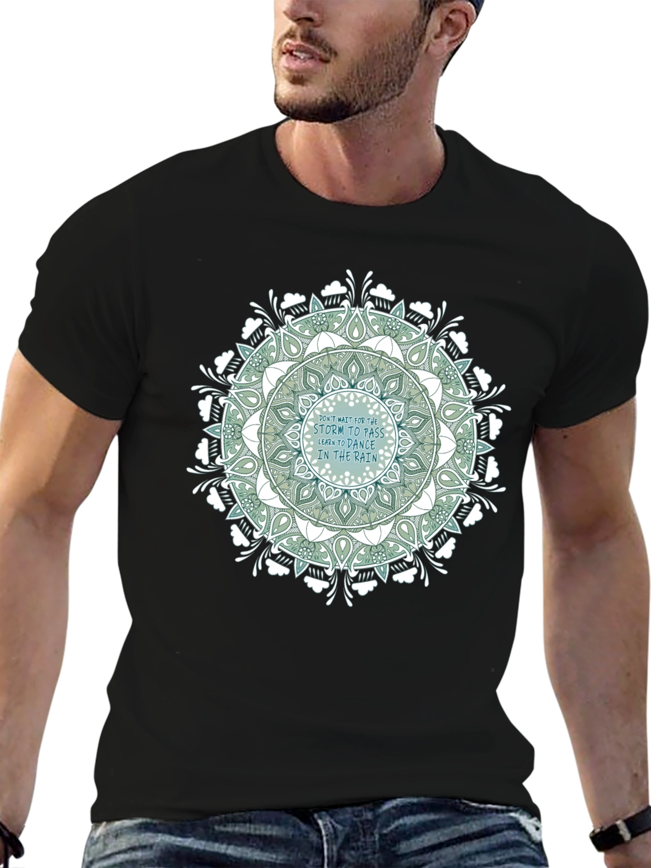Mandala Graphic Print Black T-Shirt