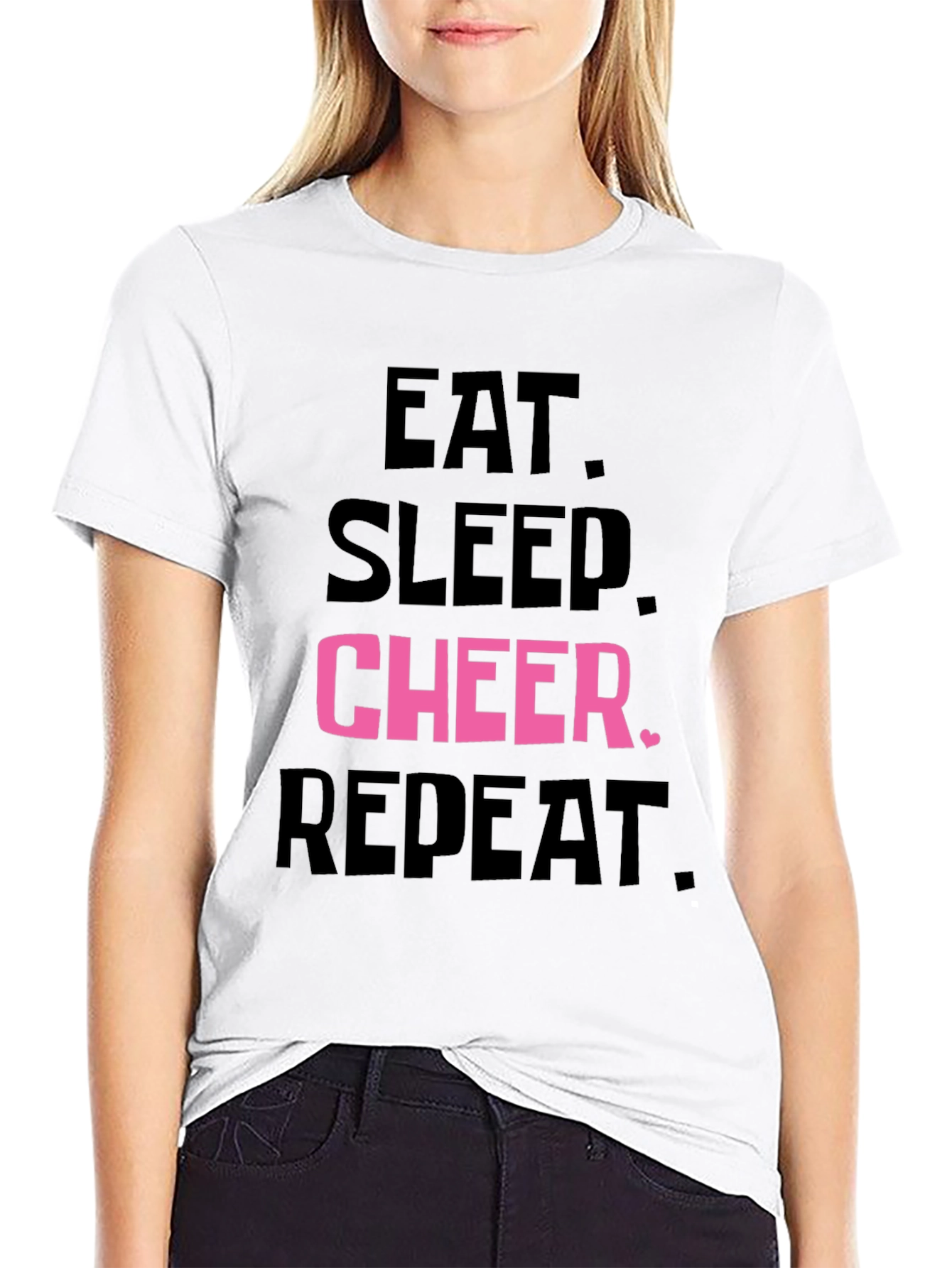 Eat Sleep Cheer Repeat T-Shirt - Cheerleading Tee