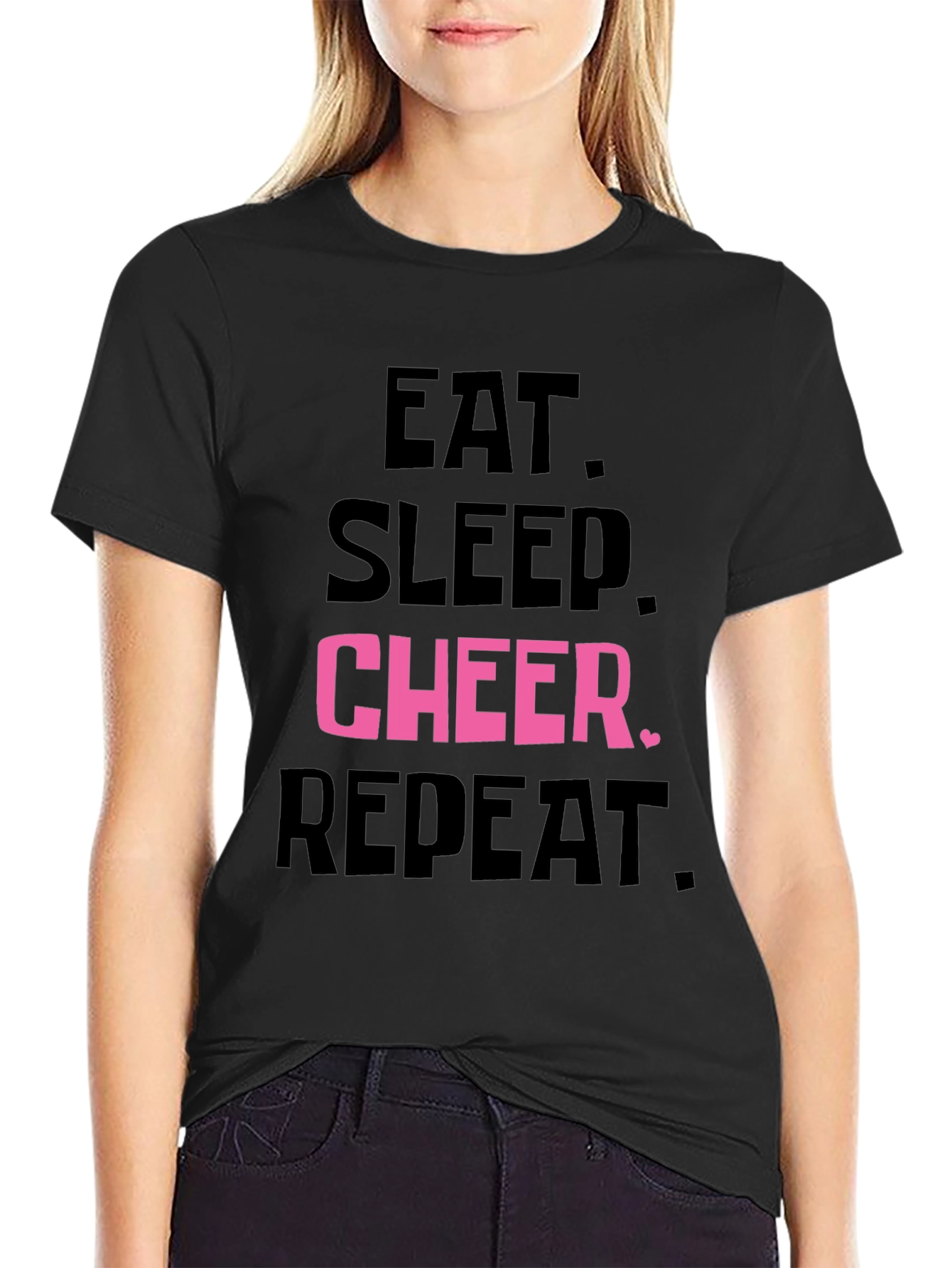 Eat Sleep Cheer Repeat T-Shirt - Cheerleading Tee