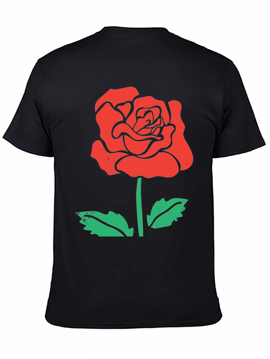 Mens Rose Graphic Black T-Shirt