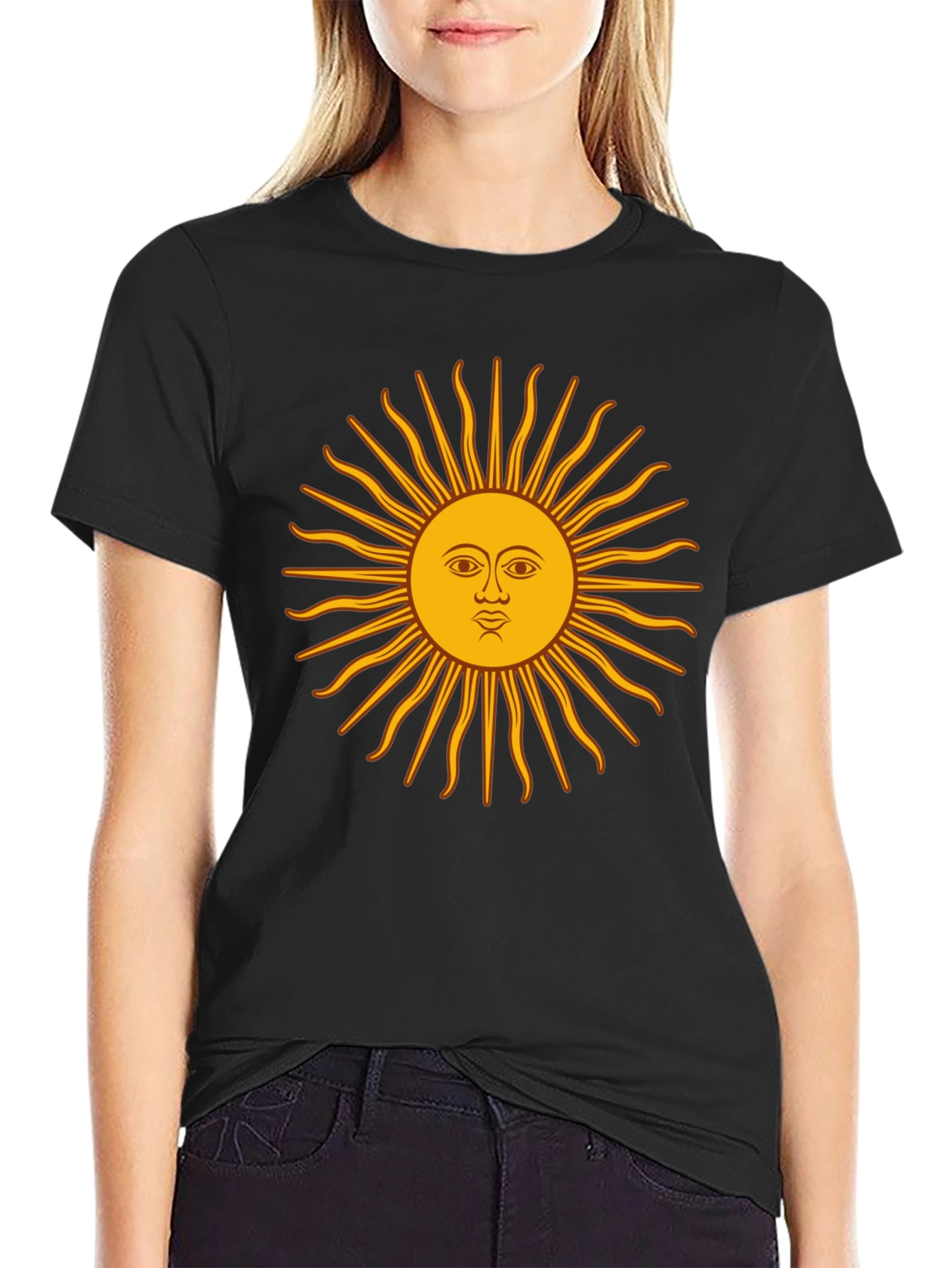 Graphic Sun T-Shirt - Casual Black Tee
