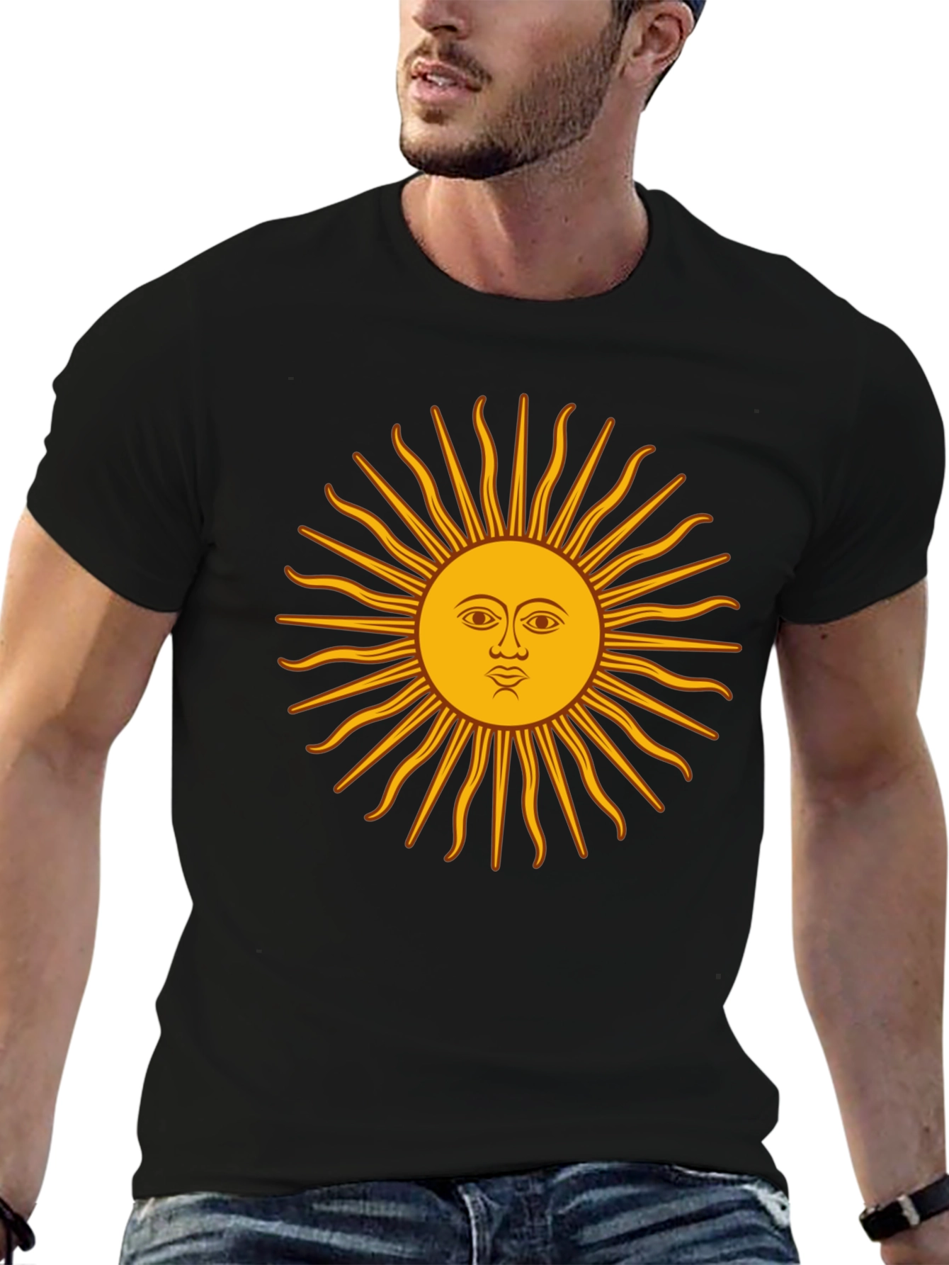 Graphic Sun T-Shirt - Casual Black Tee