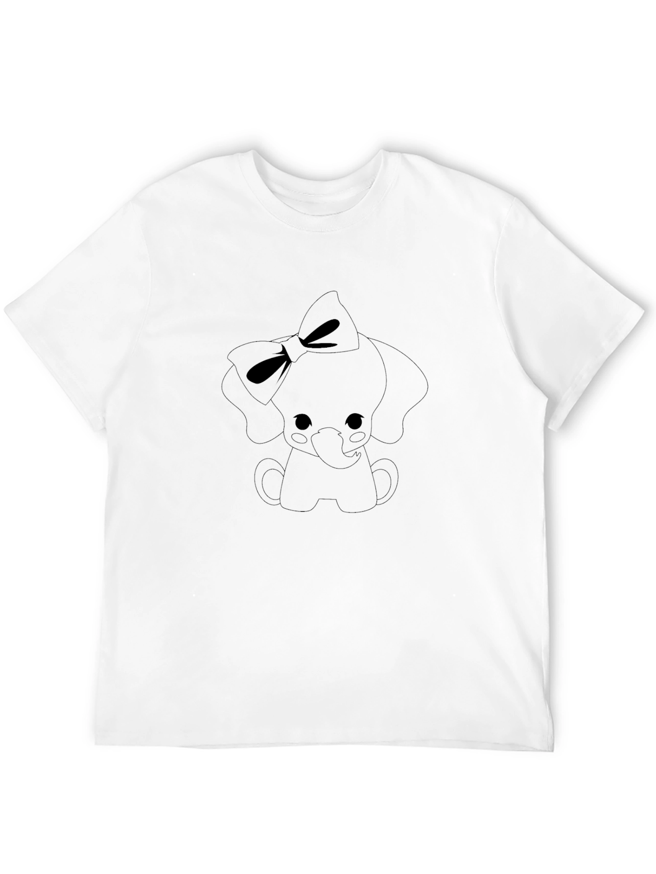 Cute Elephant Bow Tie Tee - Black Casual Shirt