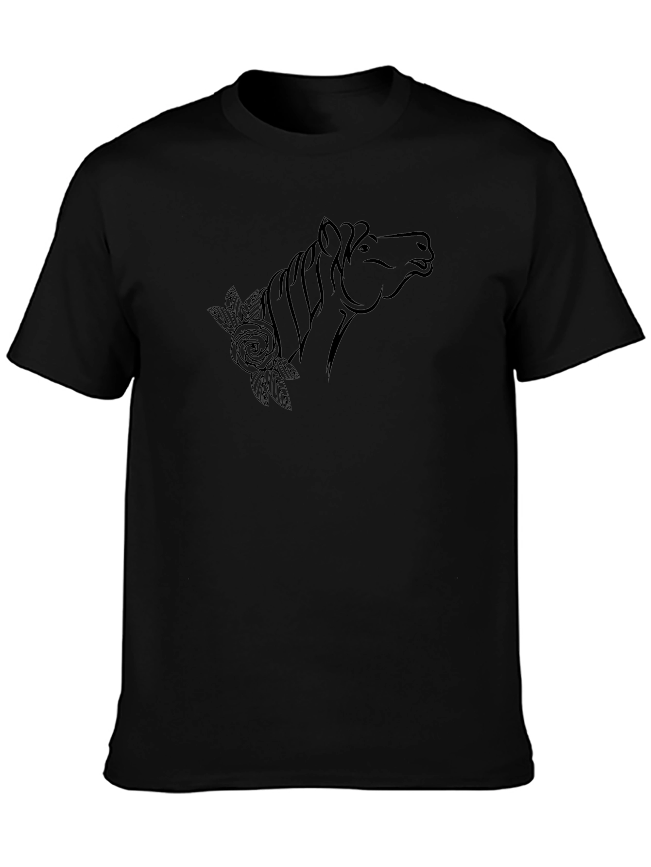 Horse & Rose Graphic Tee - Black T-Shirt