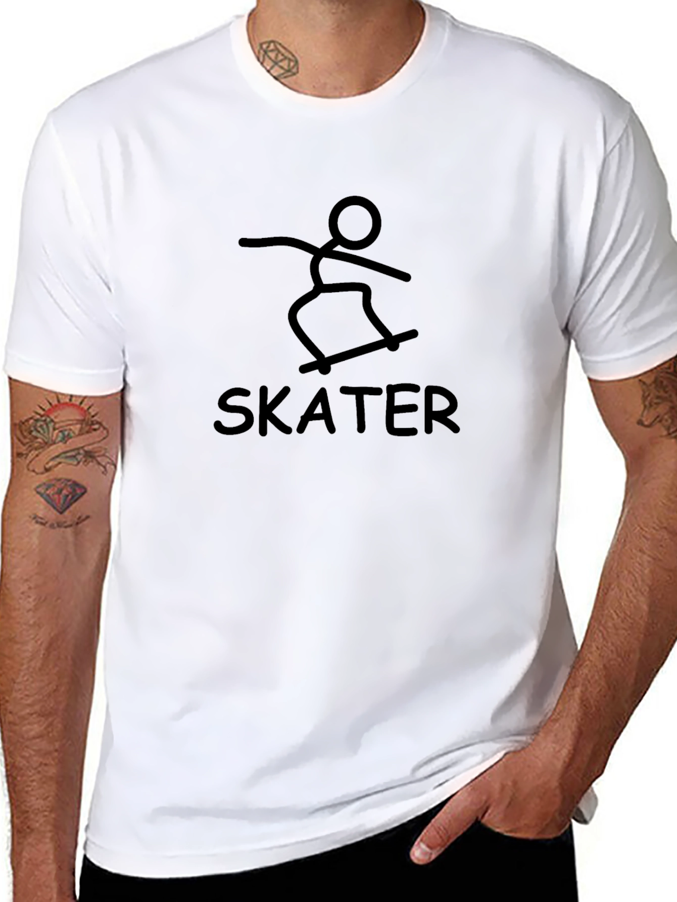 Skater Graphic Tee - Cool Stick Figure Design