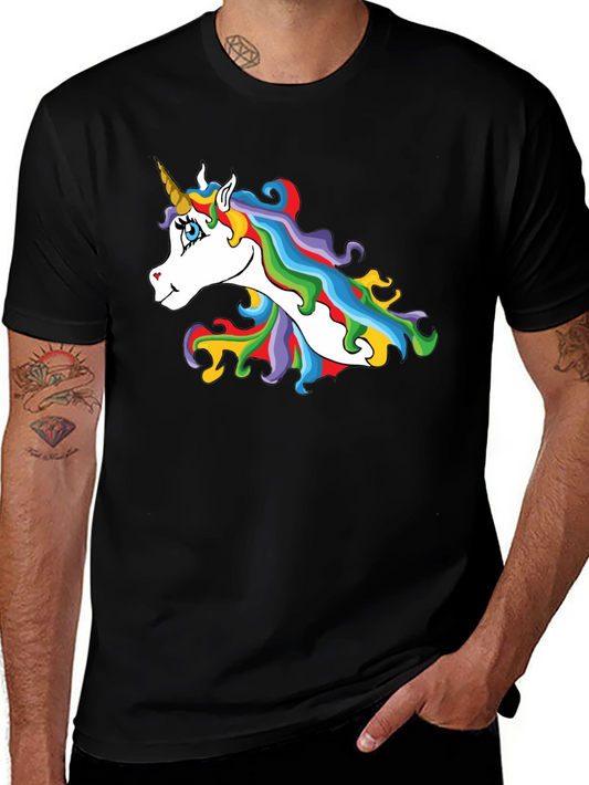 Unicorn Graphic Tee - Rainbow Mane Black T-Shirt