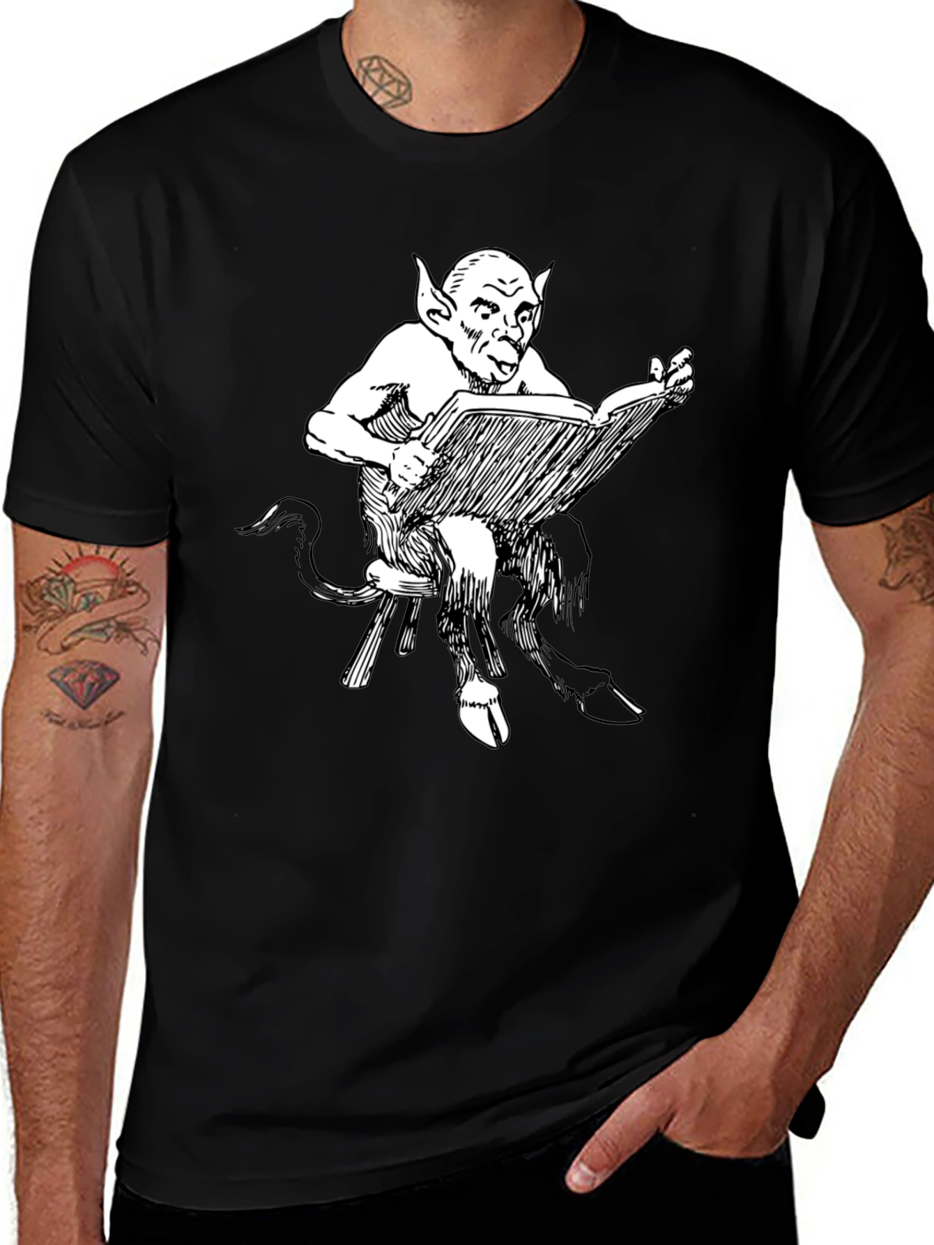 Satyr Reading Book Graphic T-Shirt