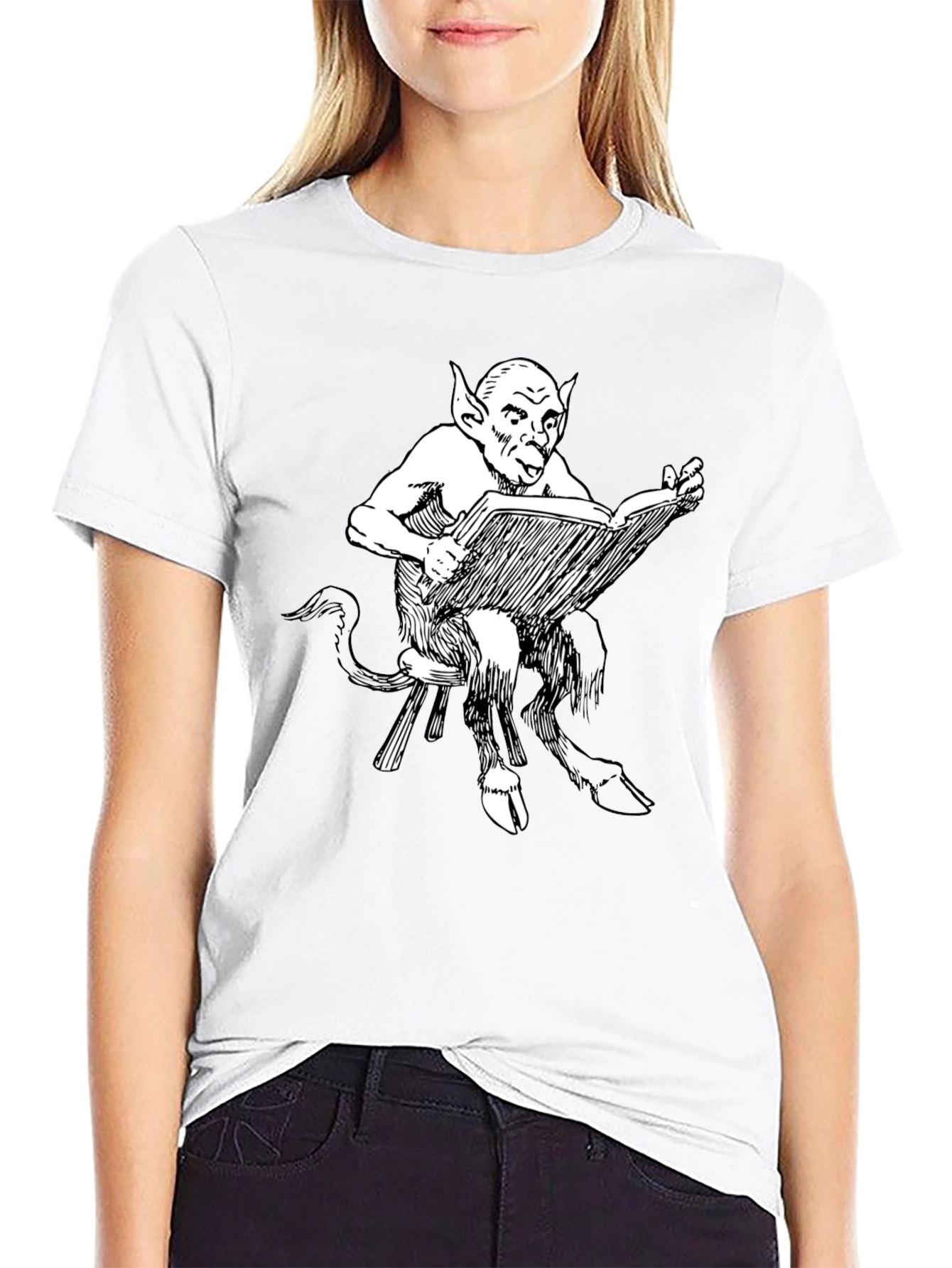 Satyr Reading Book Graphic T-Shirt