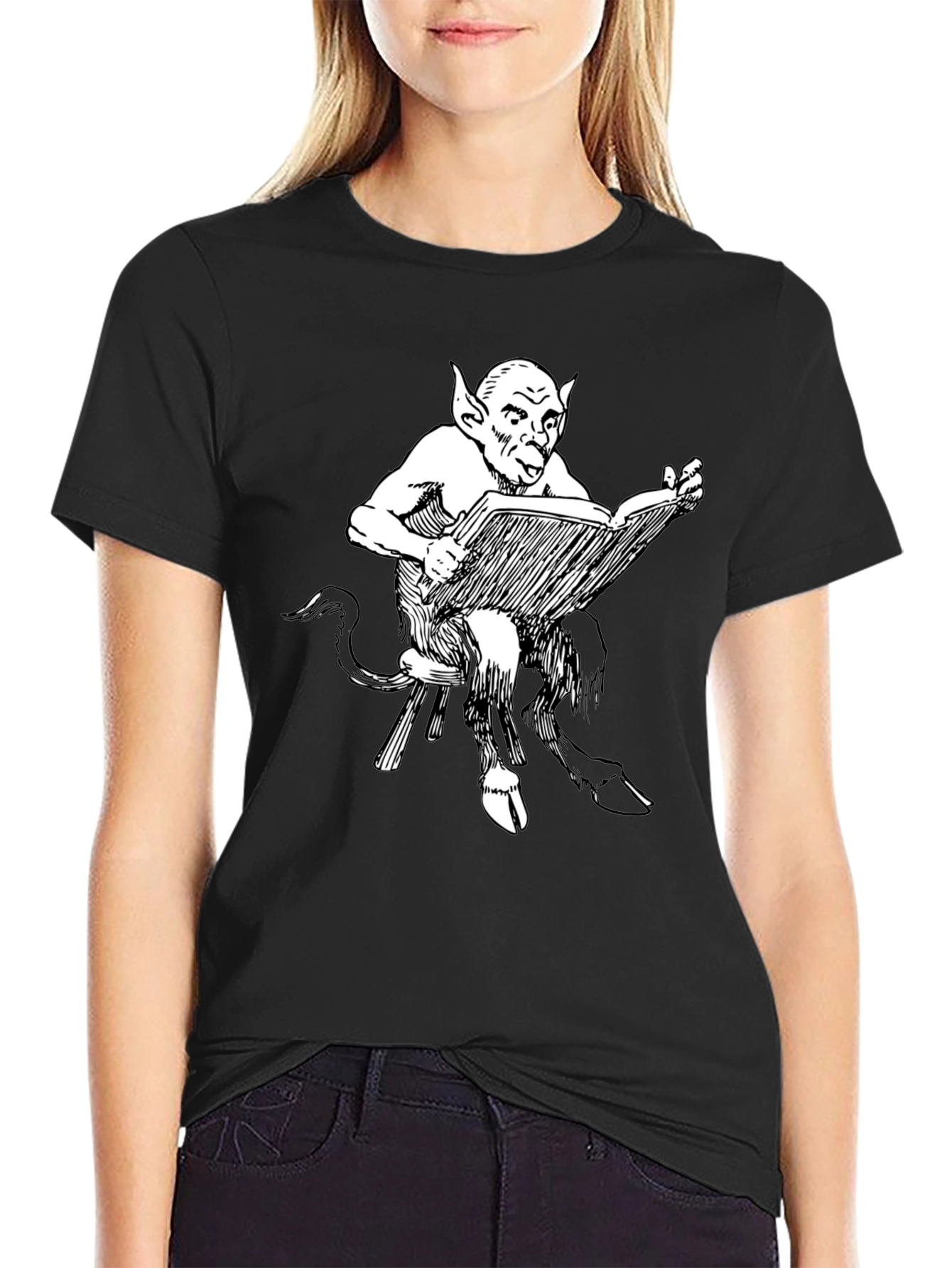 Satyr Reading Book Graphic T-Shirt