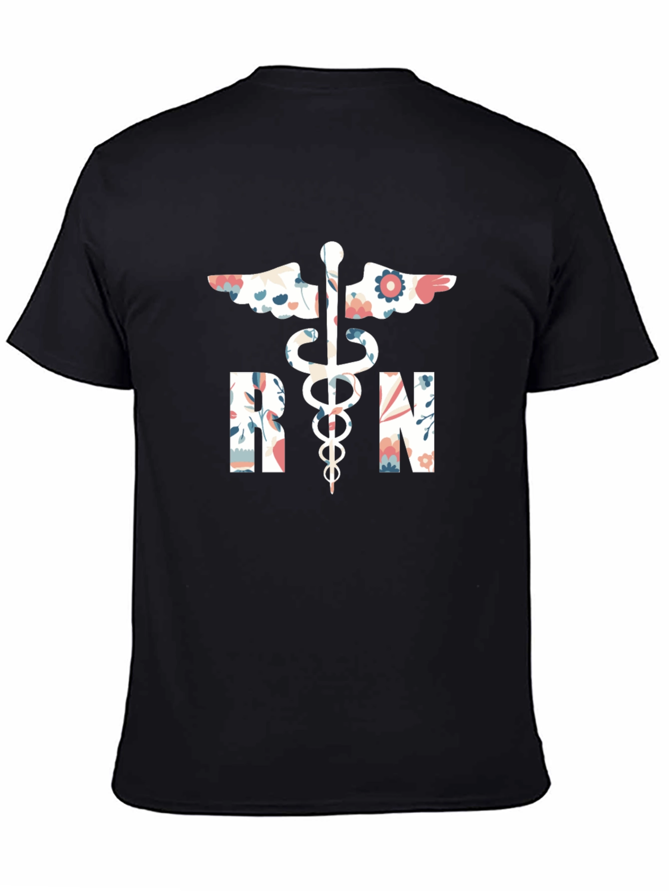 Floral RN Graphic Tee - Registered Nurse Shirt