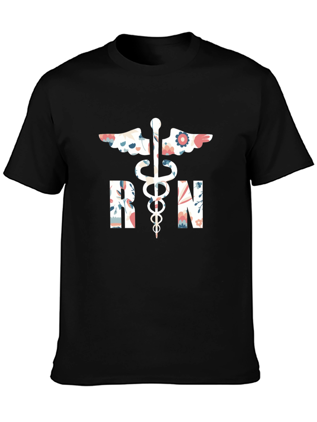 Floral RN Graphic Tee - Registered Nurse Shirt