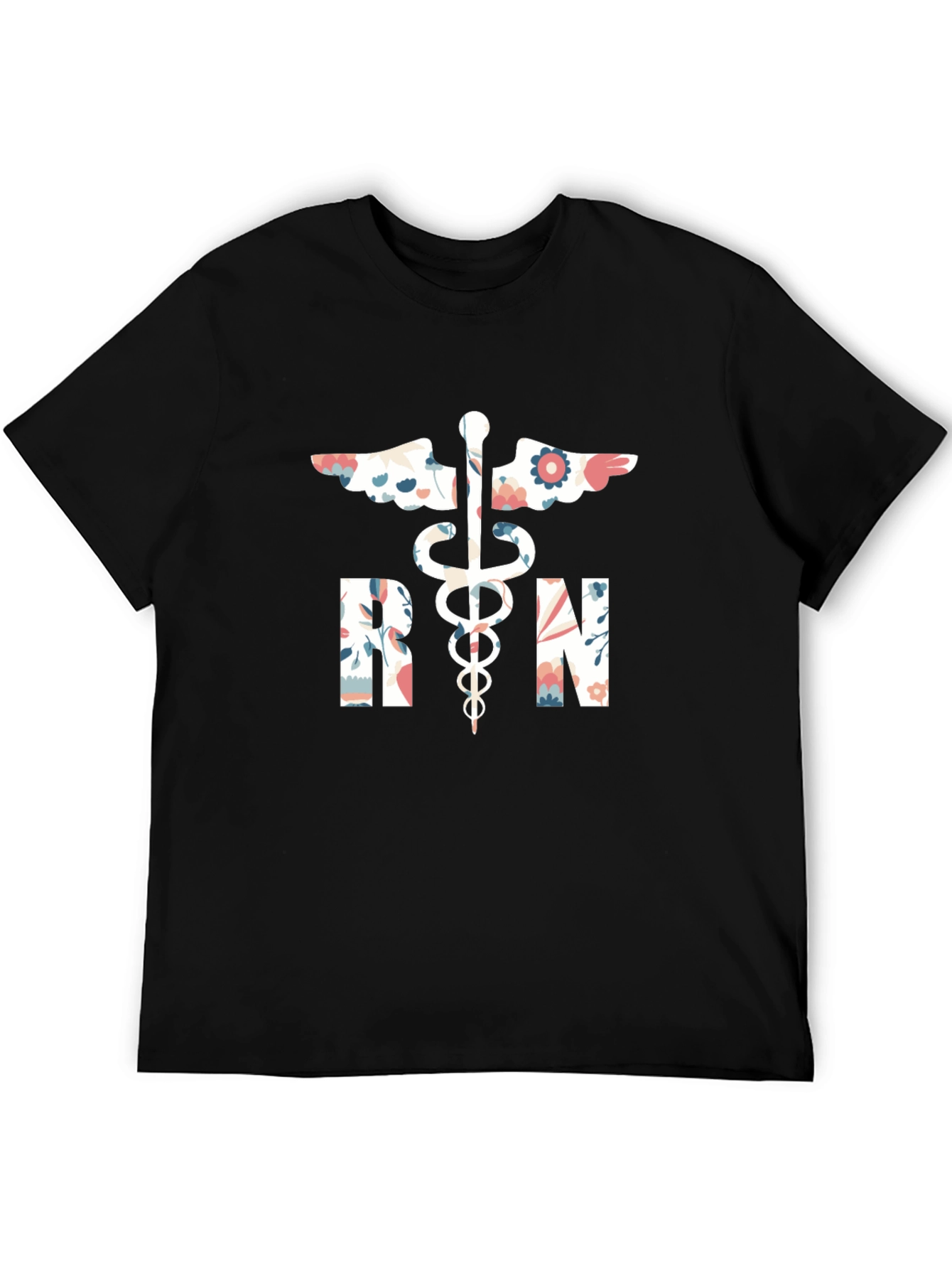 Floral RN Graphic Tee - Registered Nurse Shirt
