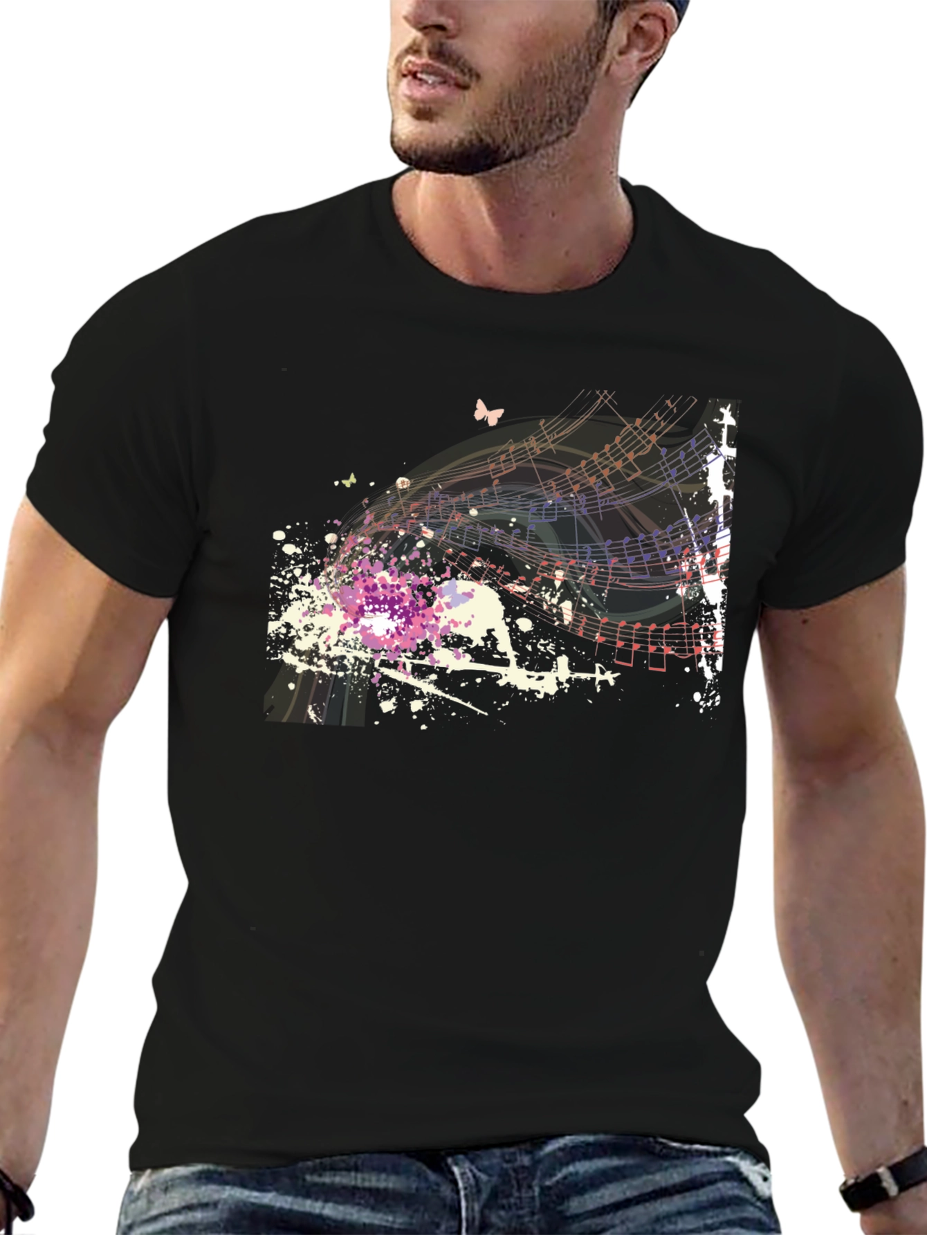 Abstract Music Notes Mens Graphic T-Shirt
