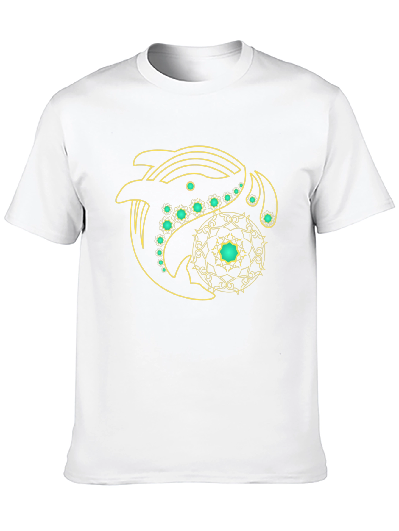 Black T-Shirt with Dolphin Mandala Graphic