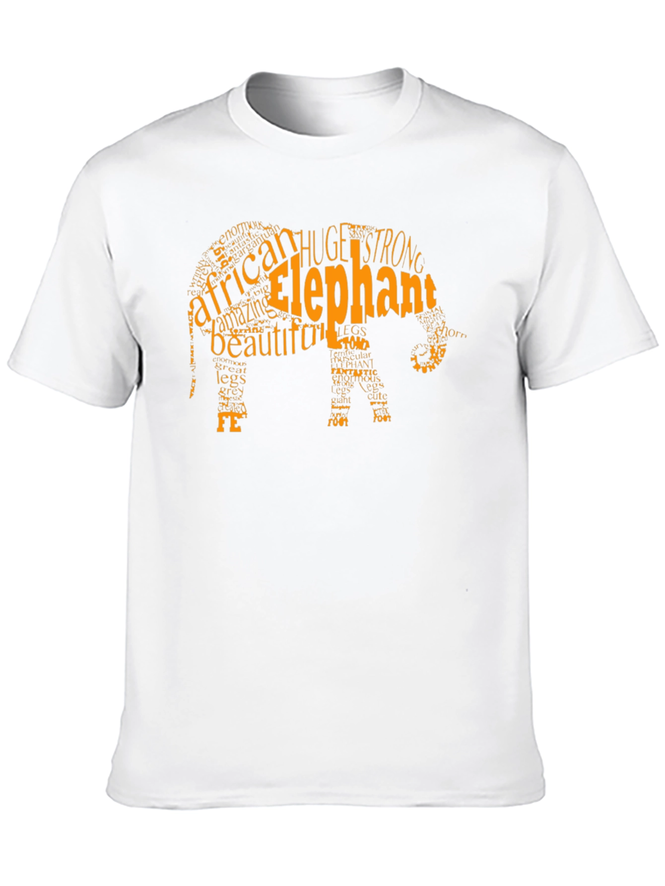 Elephant Word Art Mens Black T-Shirt