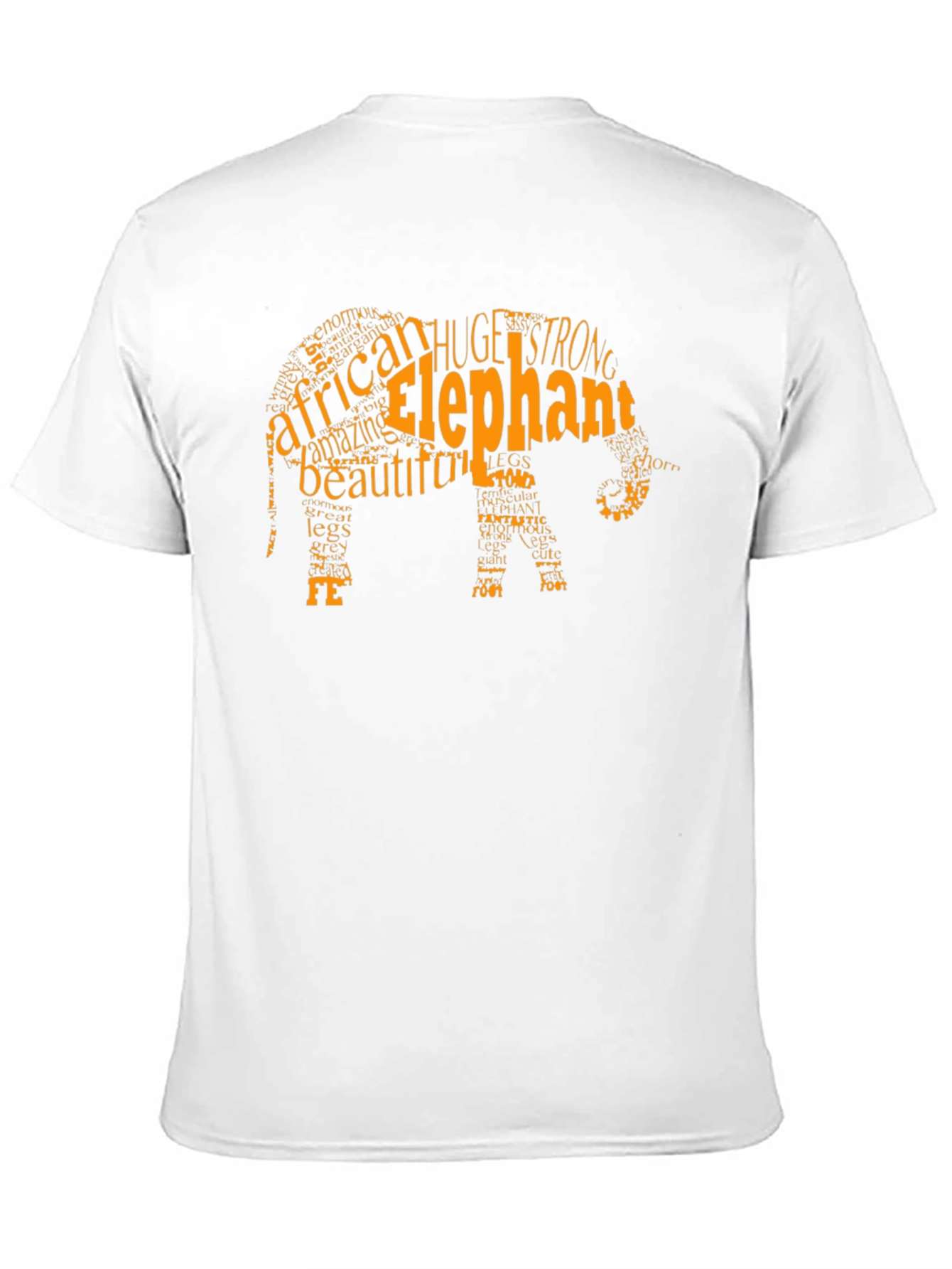 Elephant Word Art Mens Black T-Shirt