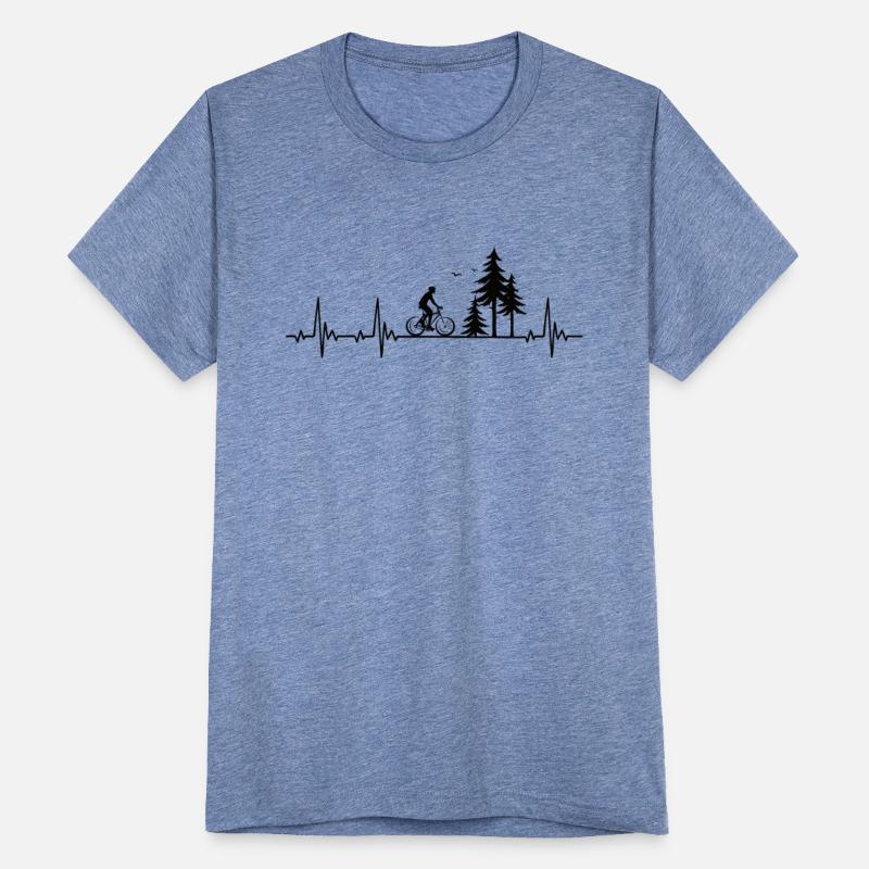 Bicycle heartbeat with cyclist in the forest