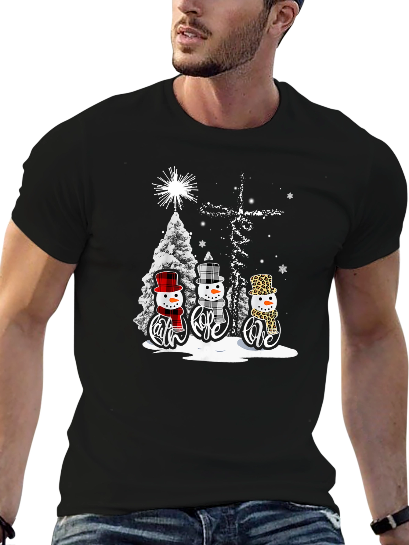 Faith Hope Love Snowmen Christmas T-Shirt