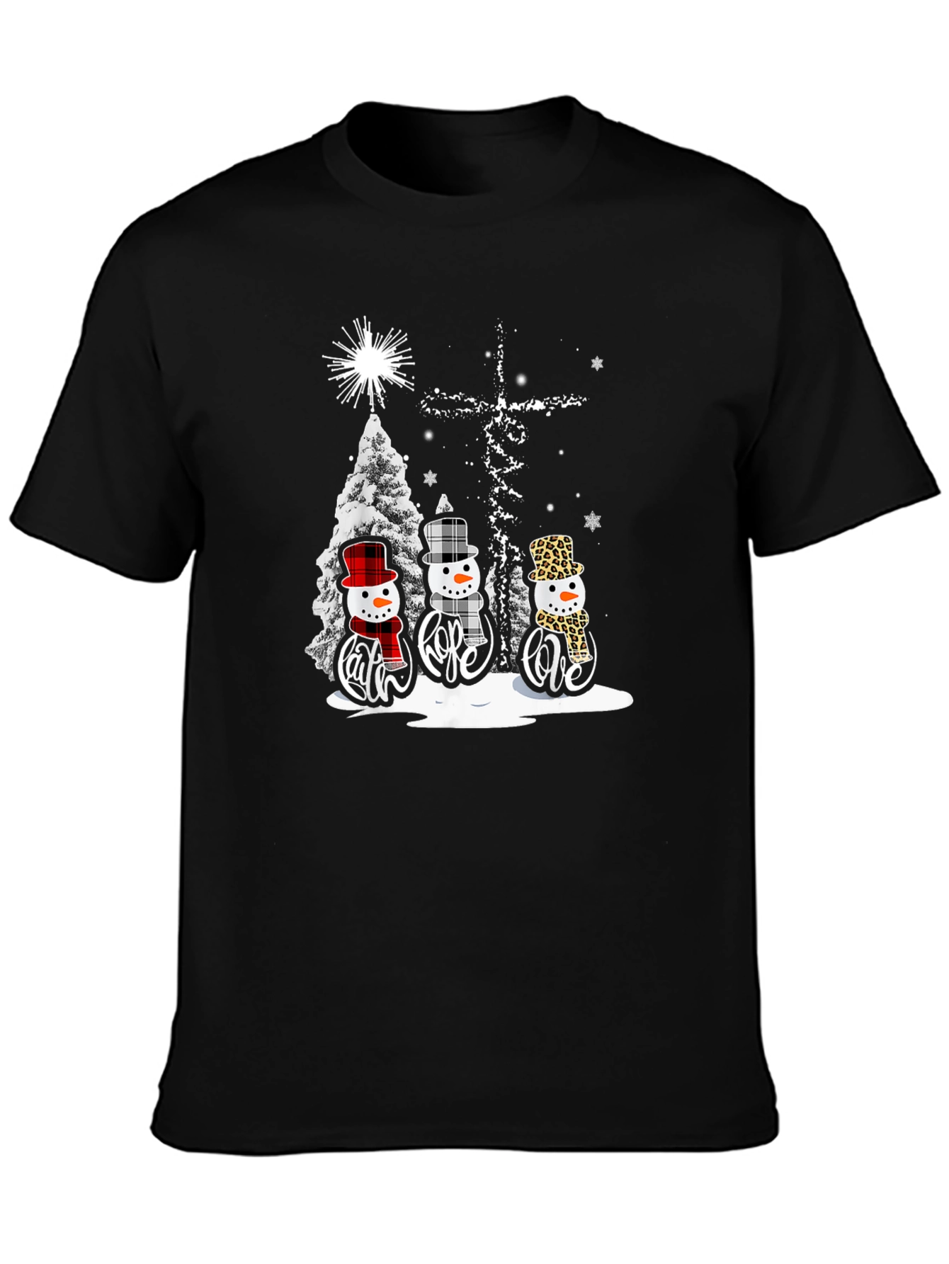 Faith Hope Love Snowmen Christmas T-Shirt