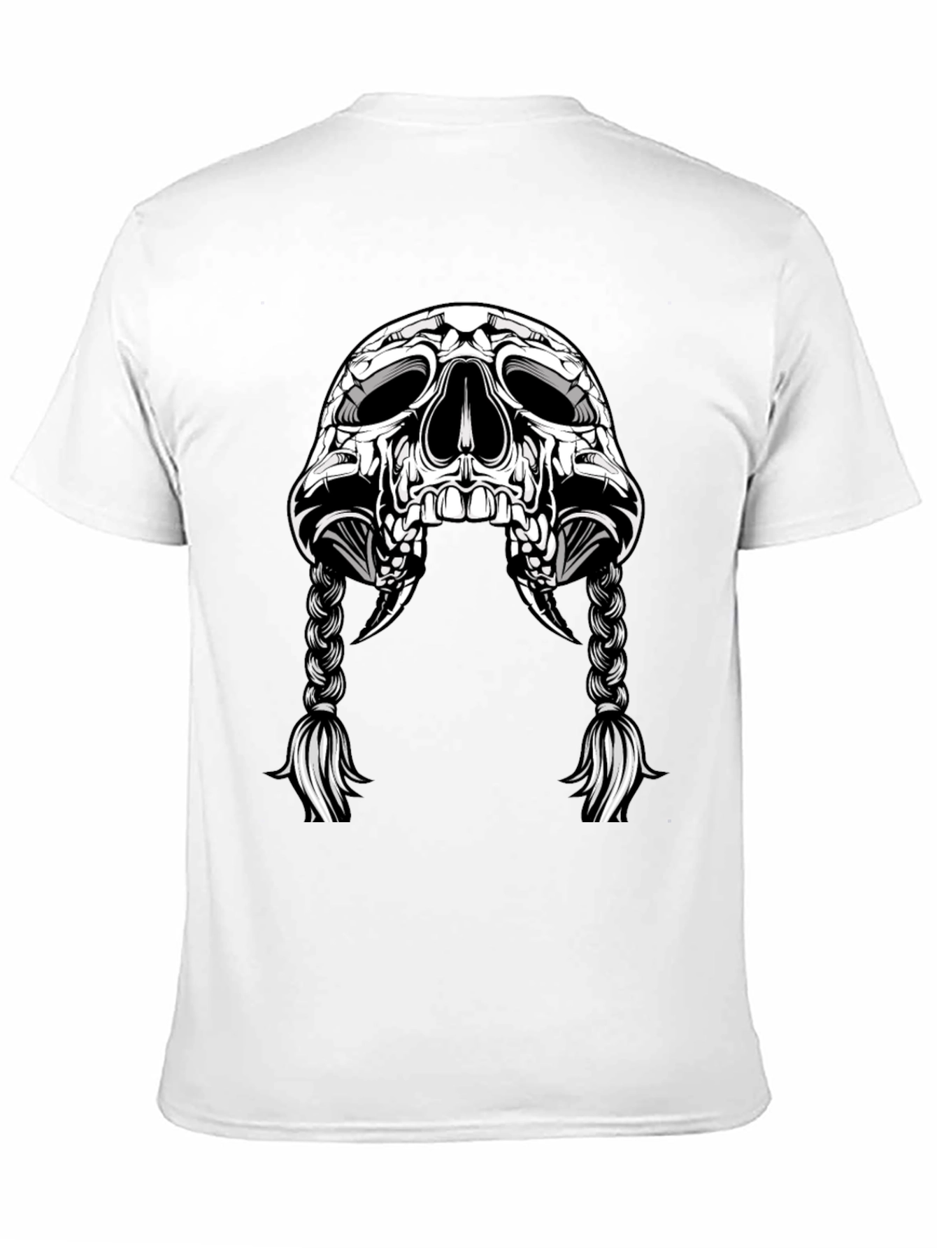Skull With Braids Graphic Tee - Mens Black T-Shirt