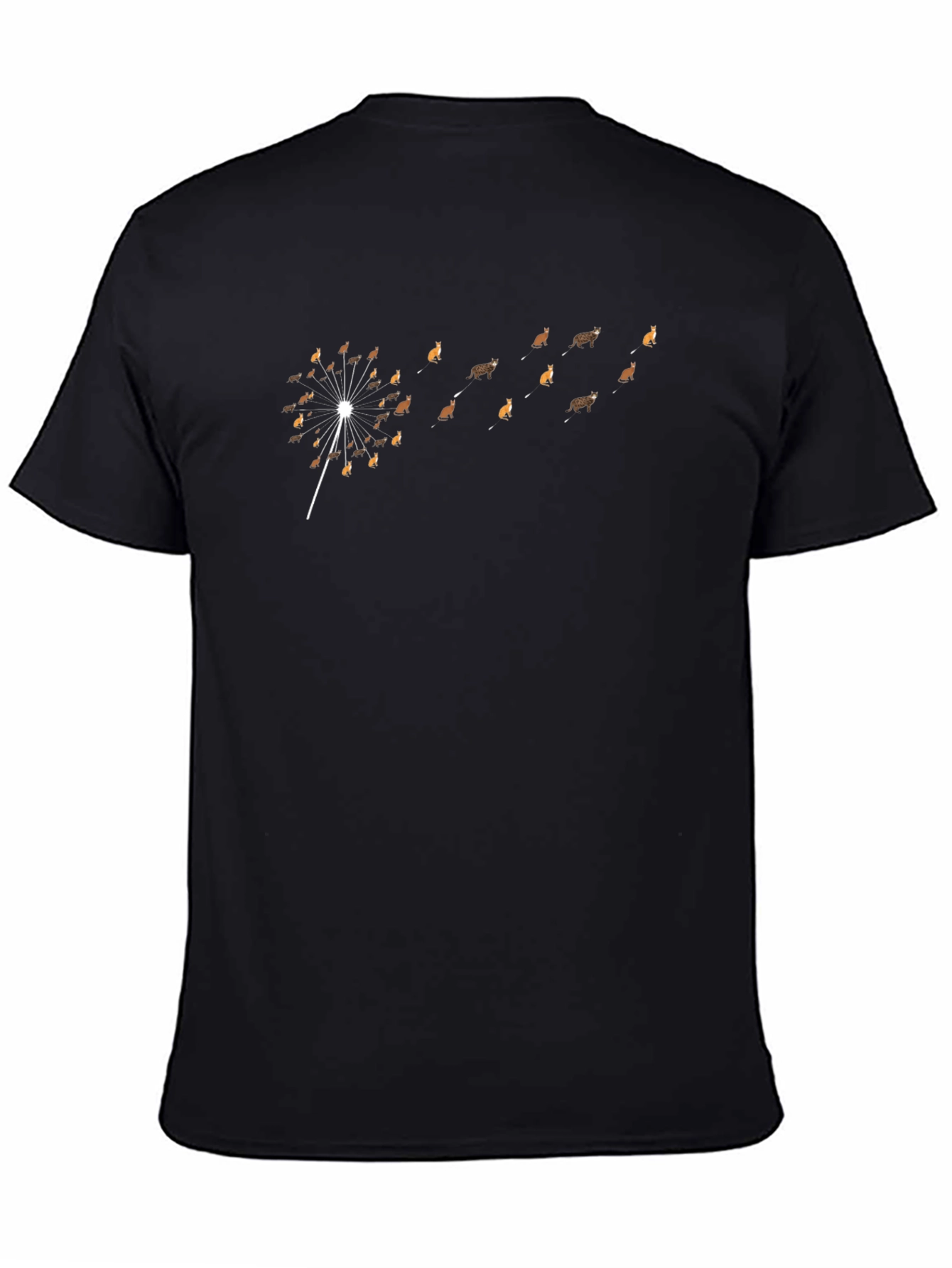 Mens Black Cat Dandelion Graphic Tee