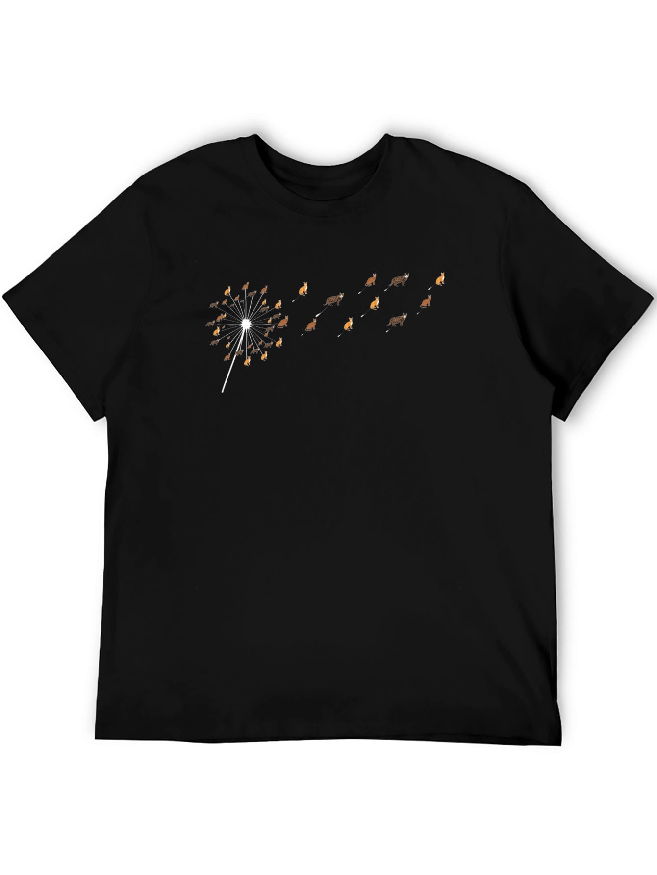 Mens Black Cat Dandelion Graphic Tee