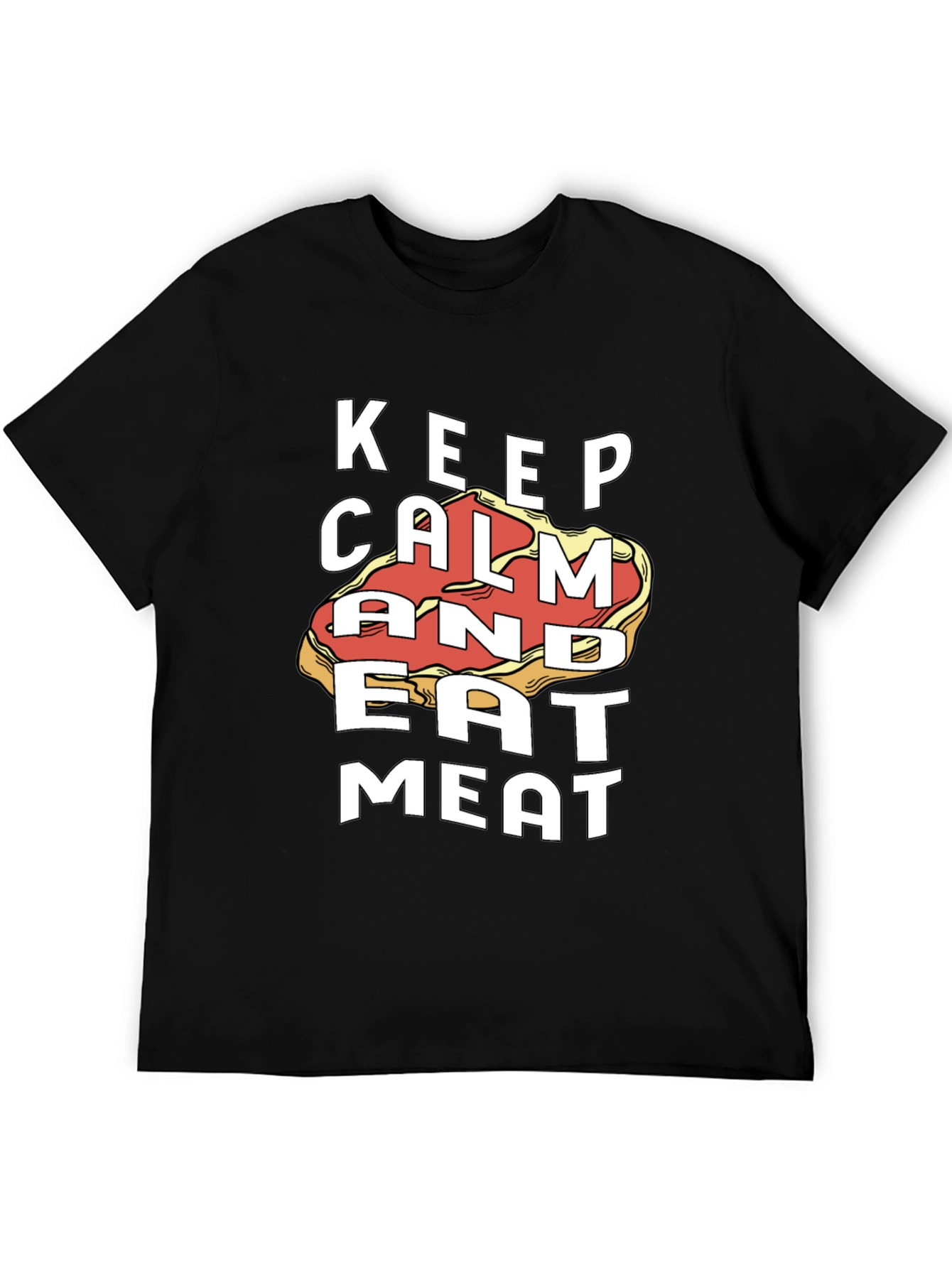 Keep Calm and Eat Meat Black Graphic Tee