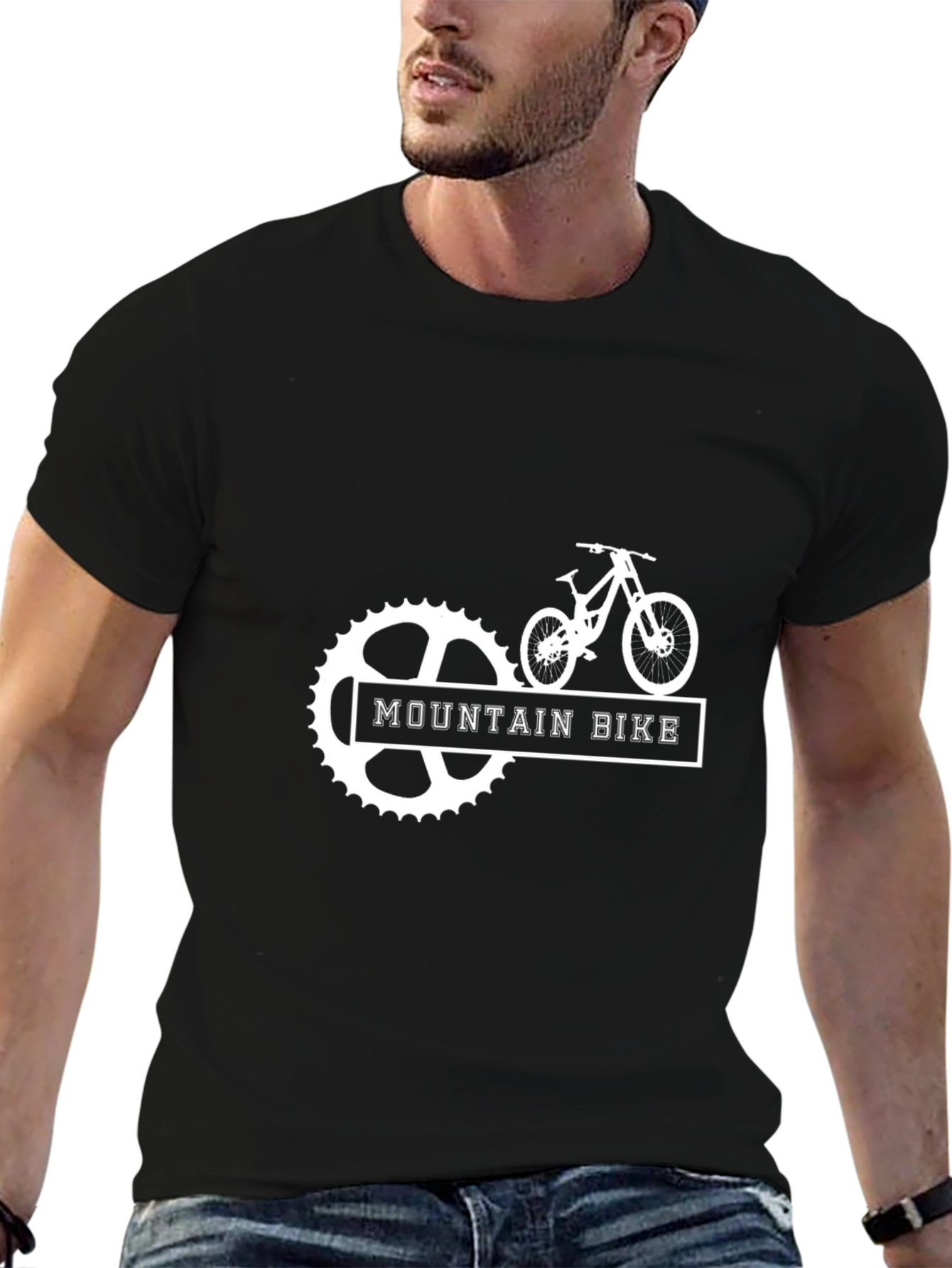 Mountain Bike Graphic Tee - Black Cotton Shirt